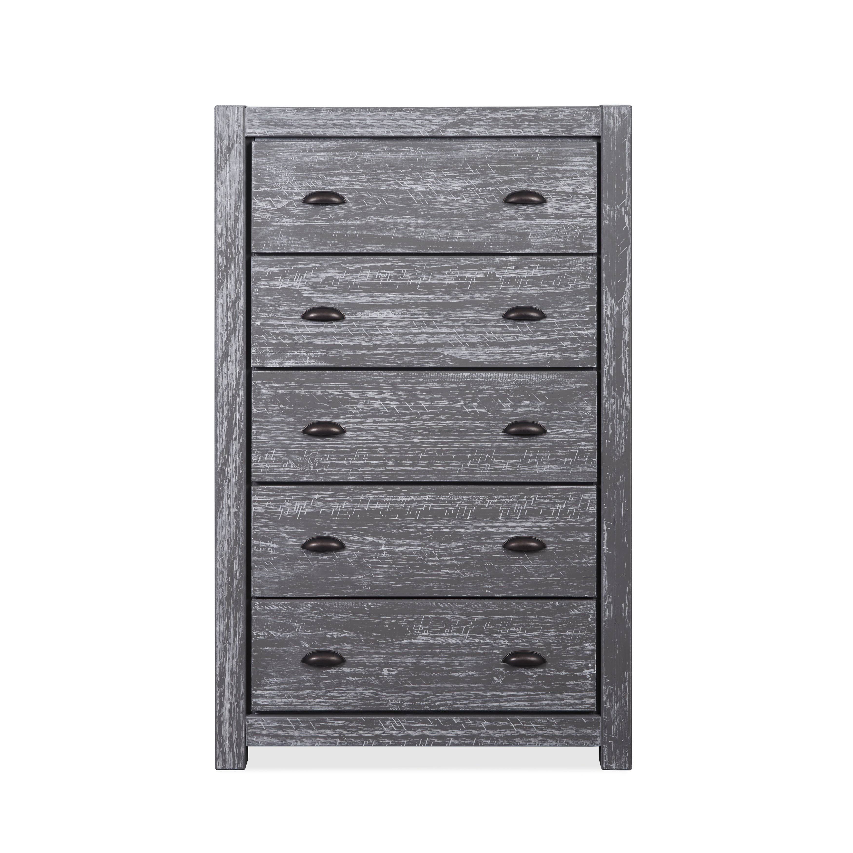 Grain Wood Furniture Montauk 5 Drawer Chest, Gray