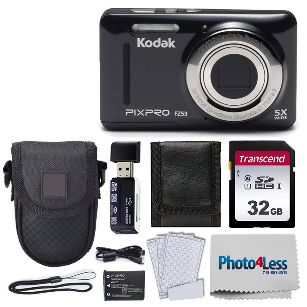 Kodak Pixpro Fz53 Digital Camera (Black) Kit + Point u0026 Shoot Case + 32GB SD Card