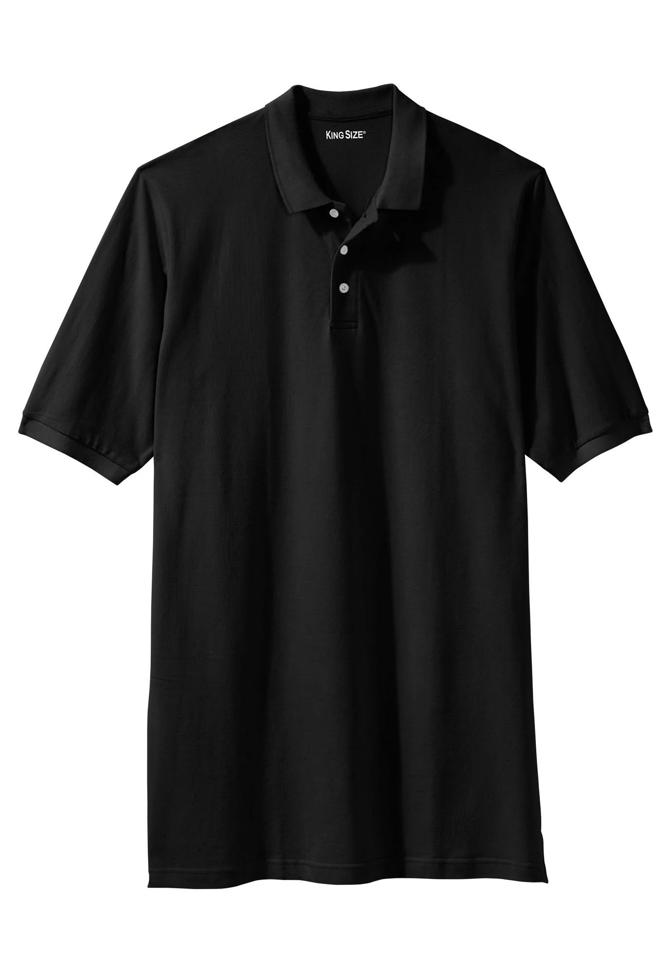 Men&s Big u0026 Tall Longer-Length Pique Polo Shirt by KingSize in Black (Size XL)