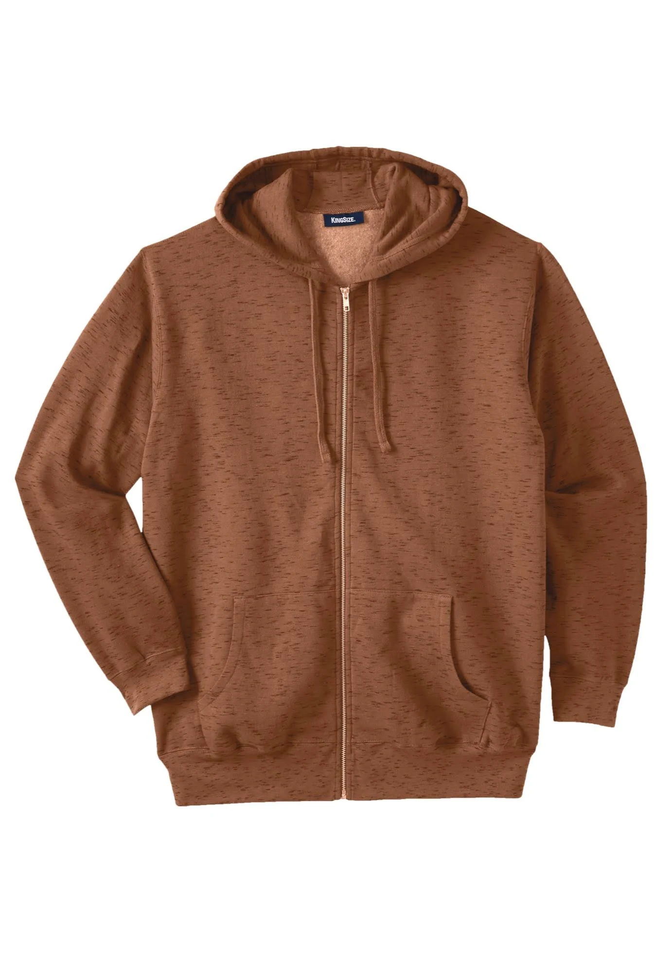 Men&s Big u0026 Tall Fleece Zip-Front Hoodie by KingSize in Brown Marl (Size 7XL)