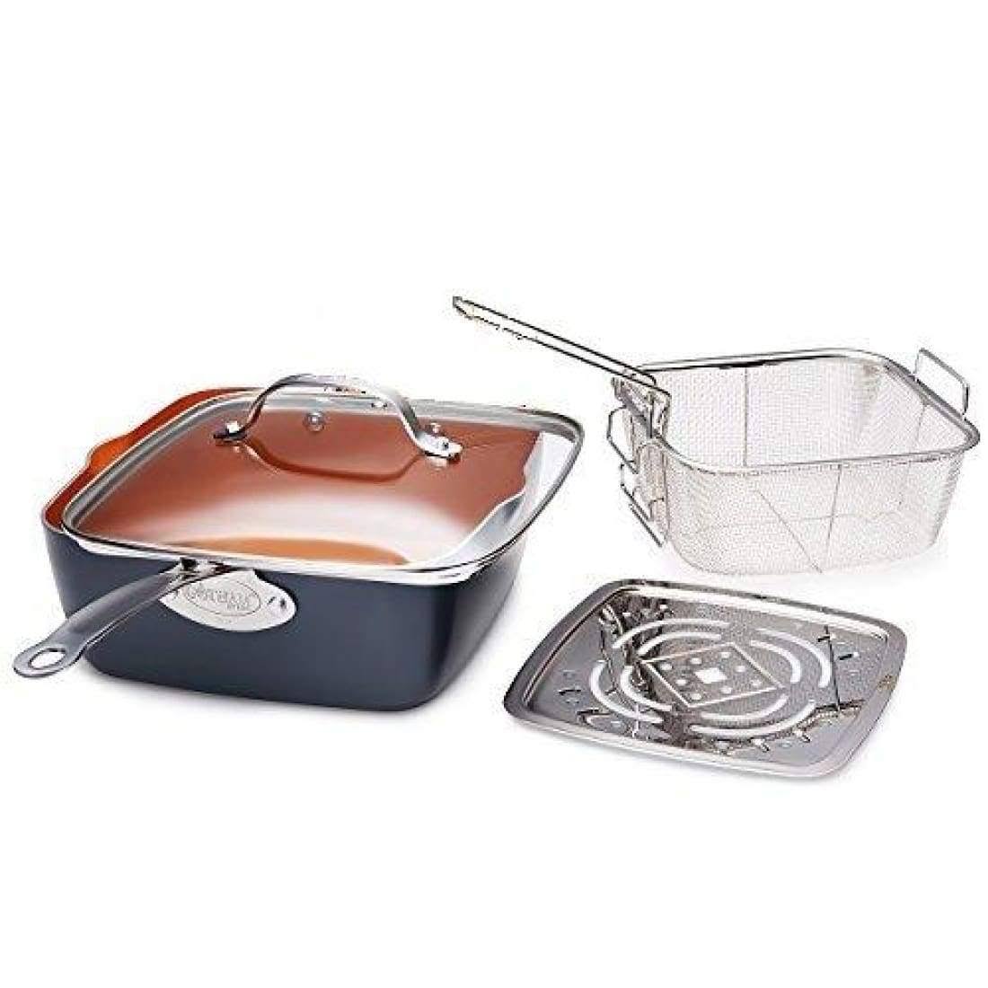 Gotham Steel Titanium Ceramic 9.5 Non-Stick Copper Deep Square Frying