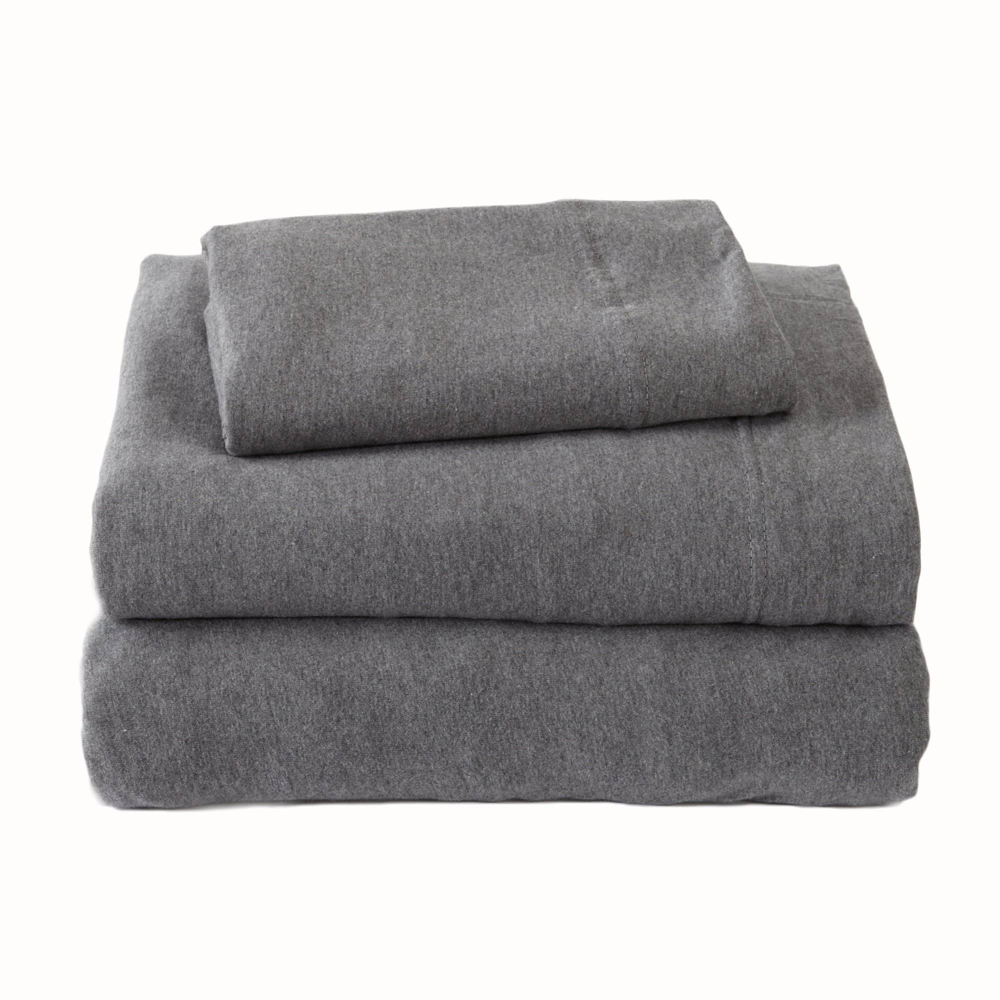 Great Bay Home Cotton Jersey Knit Sheet Set Queen Charcoal