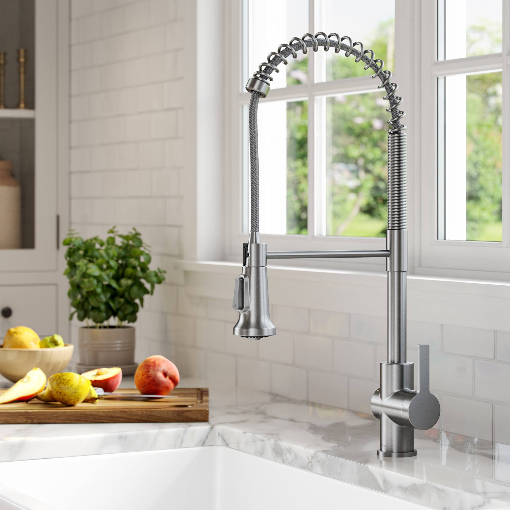 Kraus KPF-1691SFS Britt Commercial Style Pull-Down Single Handle Kitchen Faucet Spot Free Stainless Steel