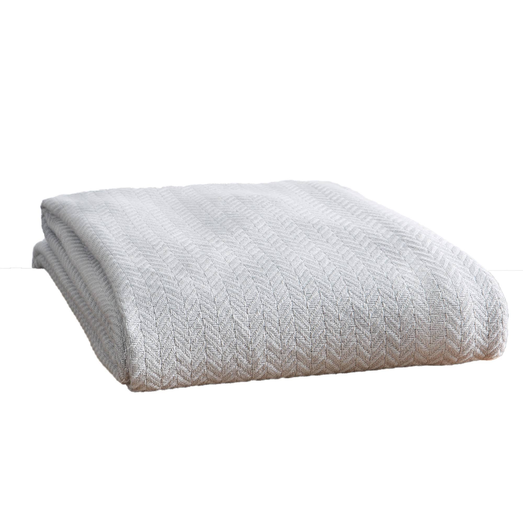 Aurelie Collection 100% Cotton Textured Blanket (King - Light Grey), Gray, Great Bay Home