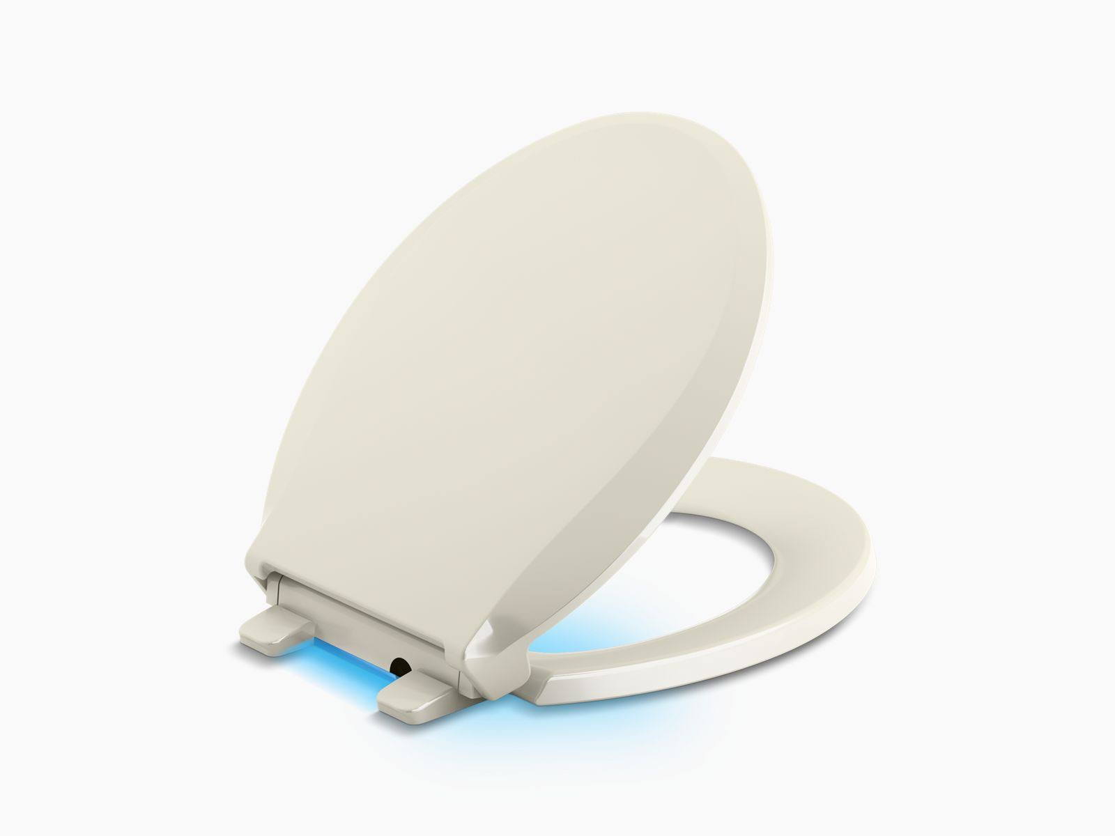 Kohler 75758-96 Cachet Nightlight Quiet-Close with Grip-Tight Round-Front Toilet Seat - Biscuit