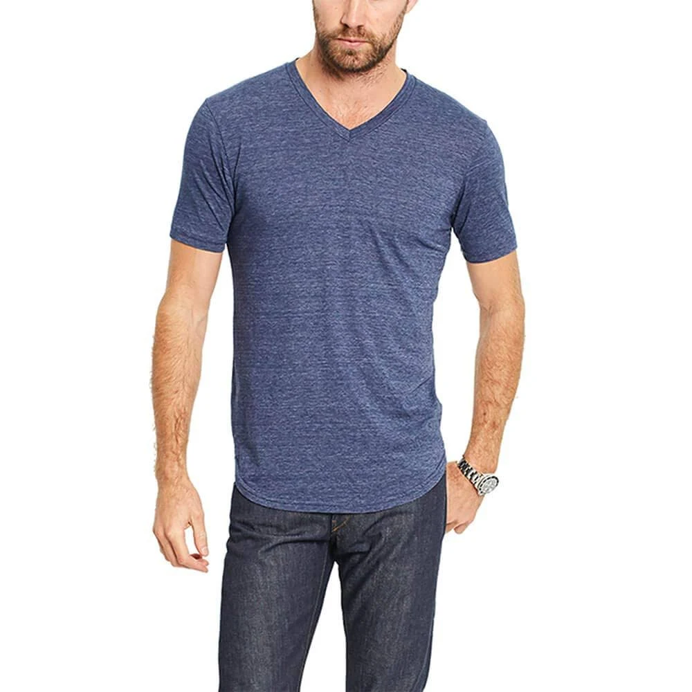 Goodlife Men&s Sun-Faded Slub Scallop V-Neck T-Shirt | Goodlife Navy