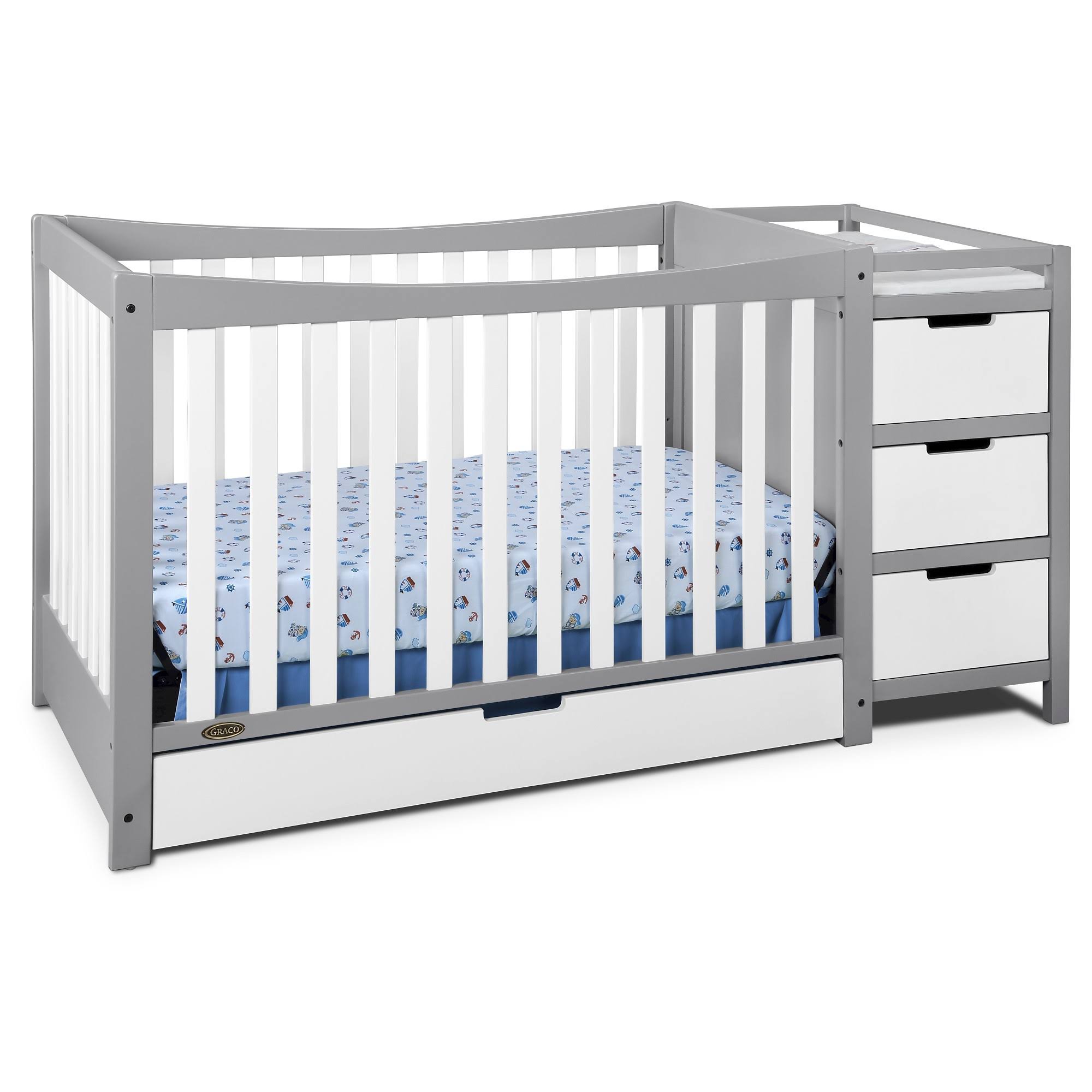 Graco Remi 4-in-1 Convertible Crib and Changer - Pebble Gray/White