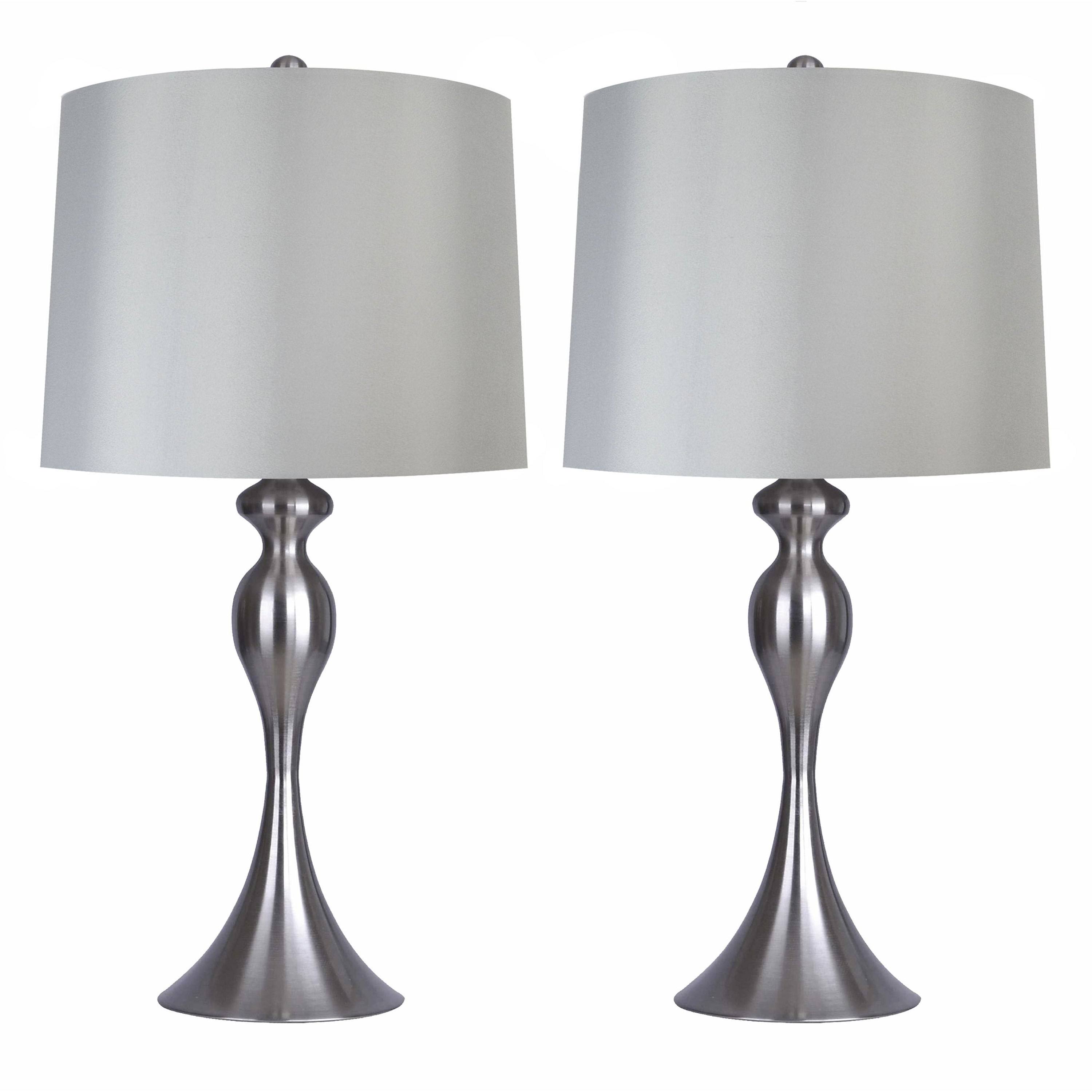 Grandview Gallery Table Lamps Brushed Nickel Body Light Grey Shade - Set of 2