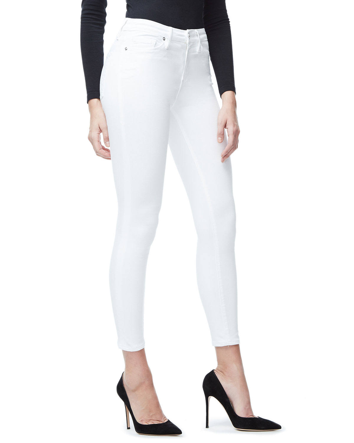 Good American Women&s Good Cropped Sculpting Jeans - White - Size 14