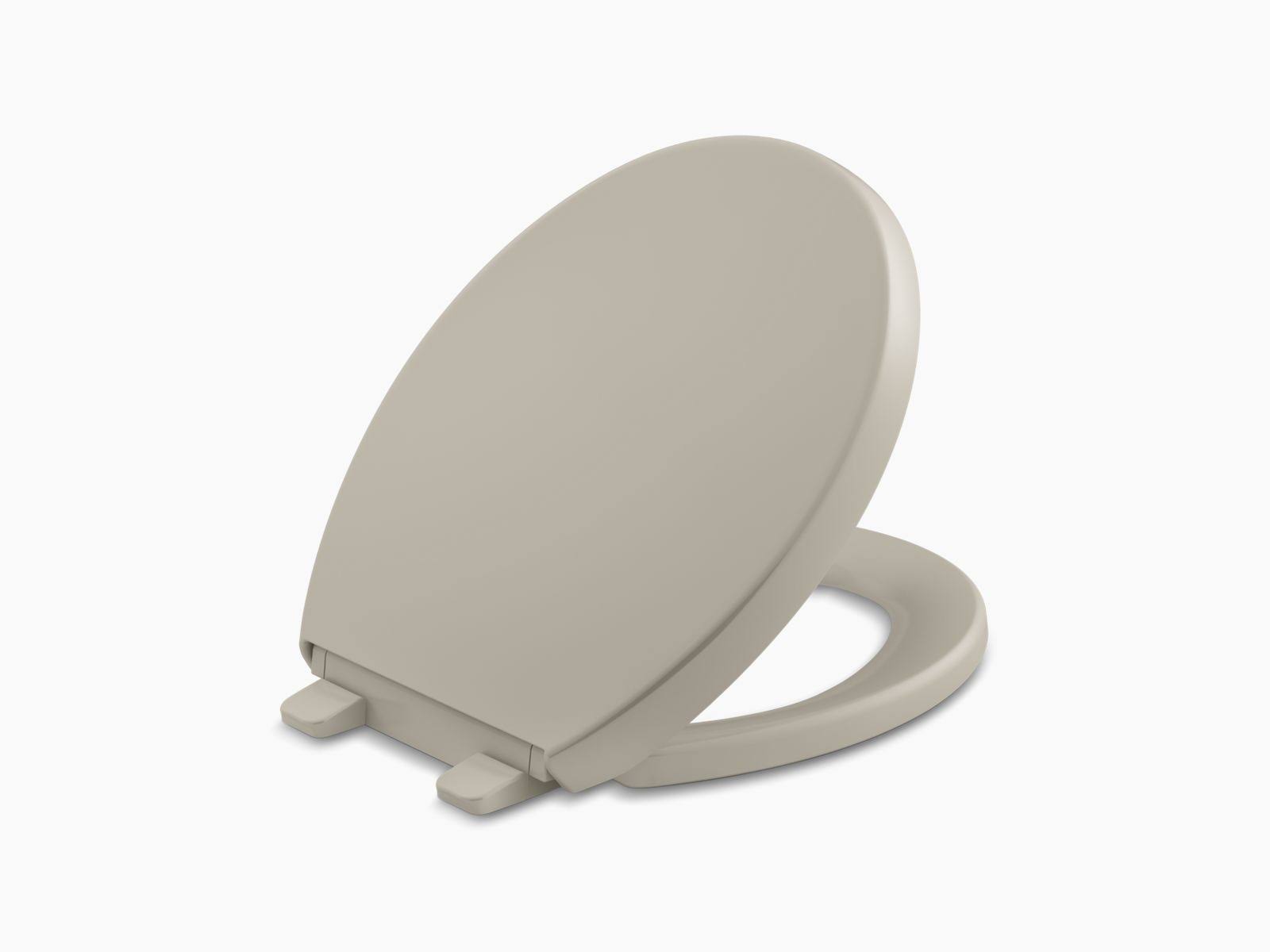 Kohler K-4009-G9 Reveal Quiet-Close Round-Front Toilet Seat with Grip-Tight Bumpers Sandbar