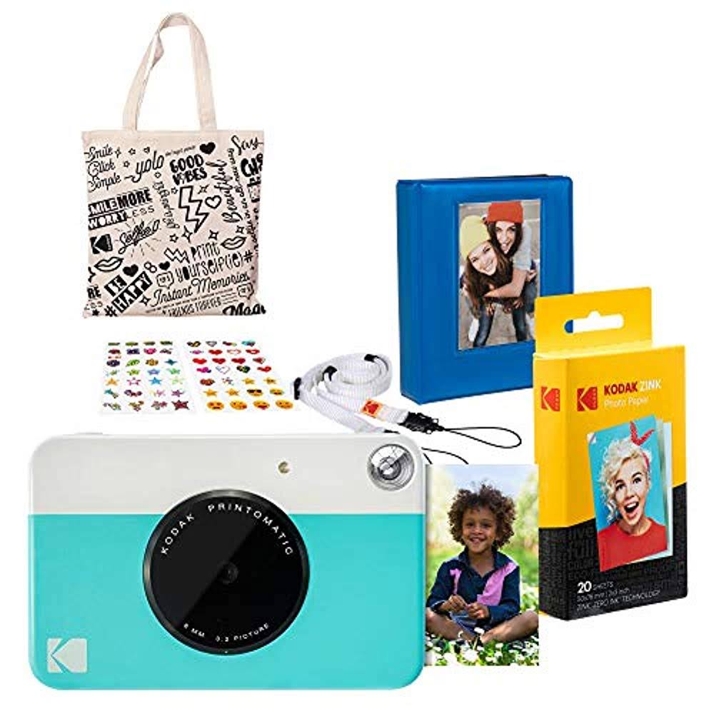 Kodak Printomatic Instant Print Camera (Blue) Gift Bundle