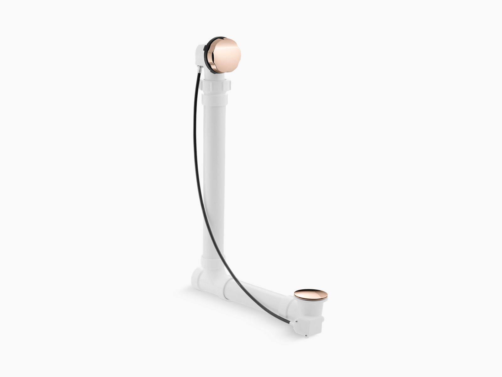 Kohler K-7213-RGD Clearflo Cable Bath Drain with PVC Tubing - Vibrant Rose Gold