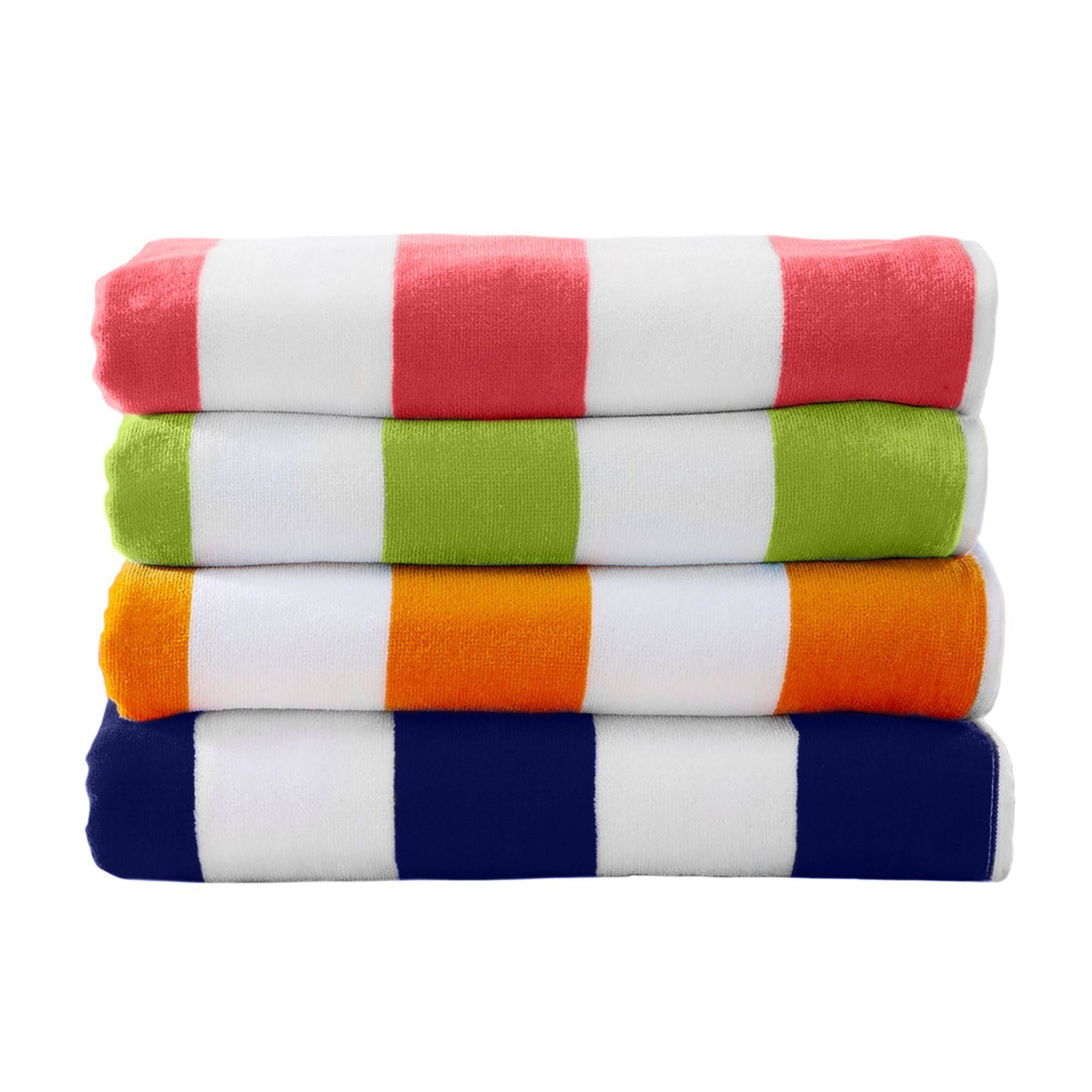 Great Bay Home 4-Pack Velour Cabana Stripe Beach Towels, BEACHTOWEL