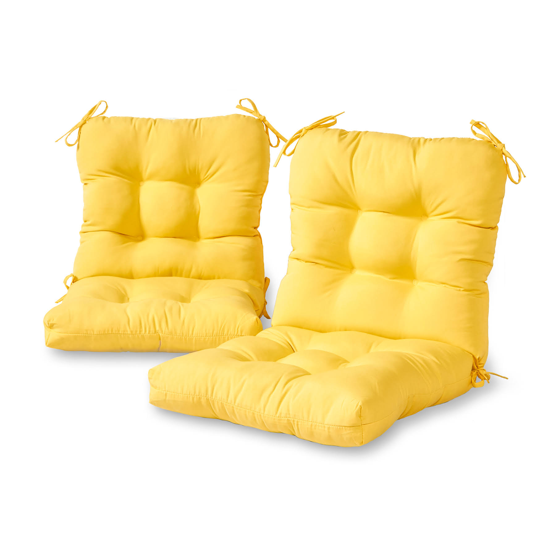 Greendale Home Fashions Outdoor Seat/Back Chair Cushions, Set of 2, Sunbeam Yellow
