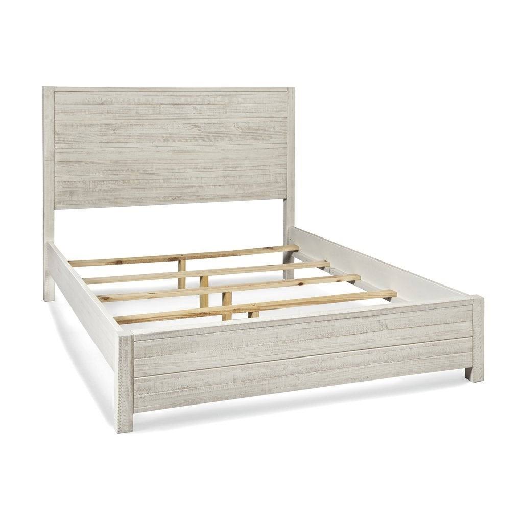 Grain Wood Furniture Montauk Solid Wood Panel Bed, Rustic Off-White, Queen