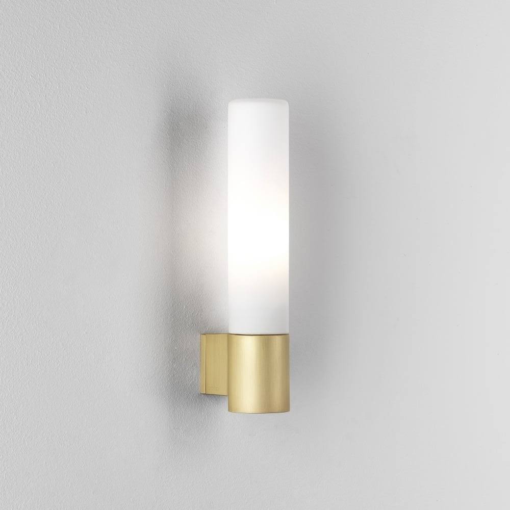 Bathroom Sconce Astro Bari Matt Gold Wall Light with Opal Tube 1047008
