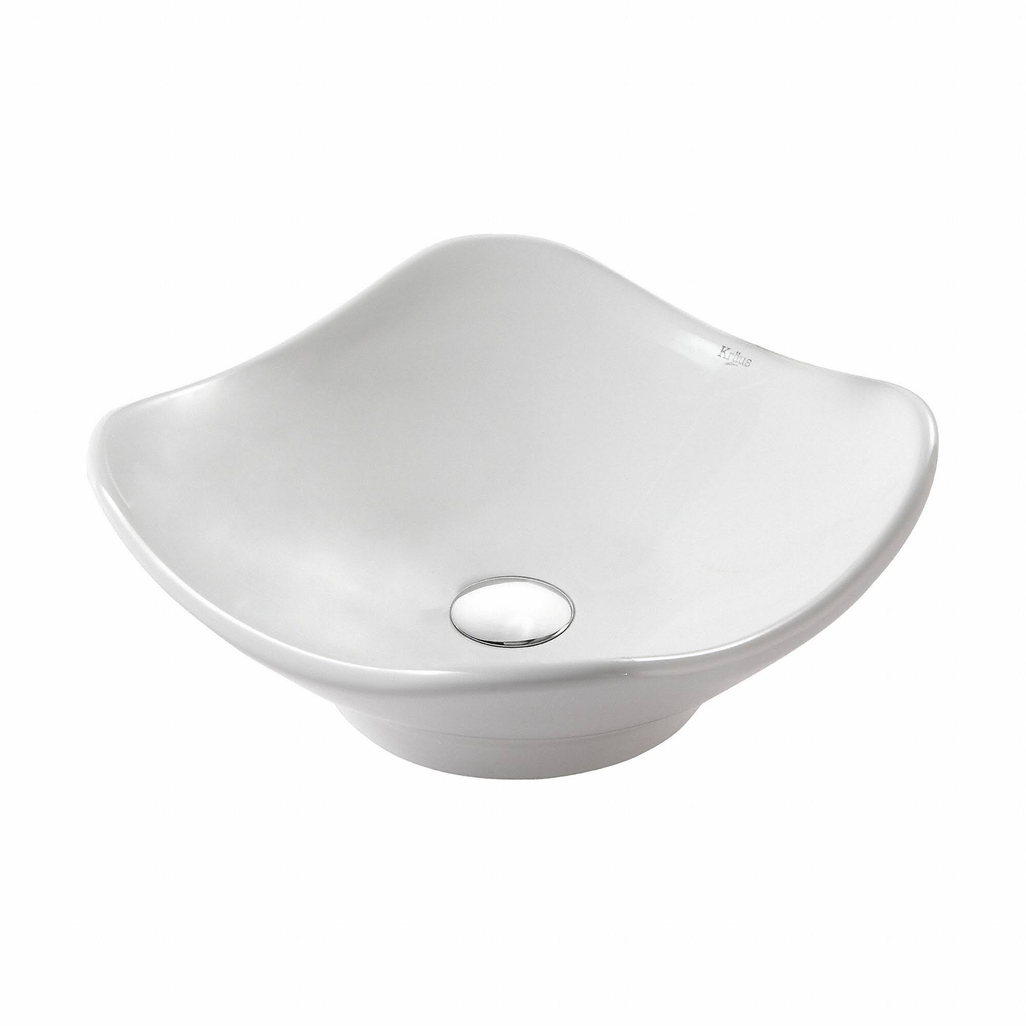 Kraus KCV-135 Tulip Ceramic Vessel Bathroom Sink - White