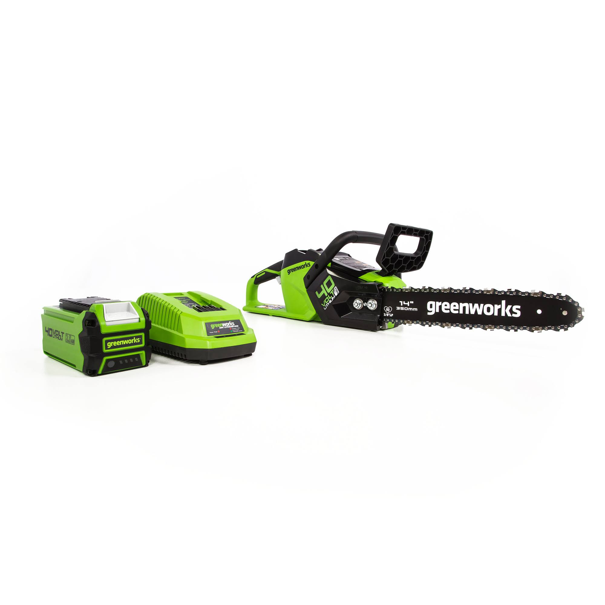 Greenworks 2012802 14x22 40V Battery Powered Cordless Chainsaw w/ Battery Charger