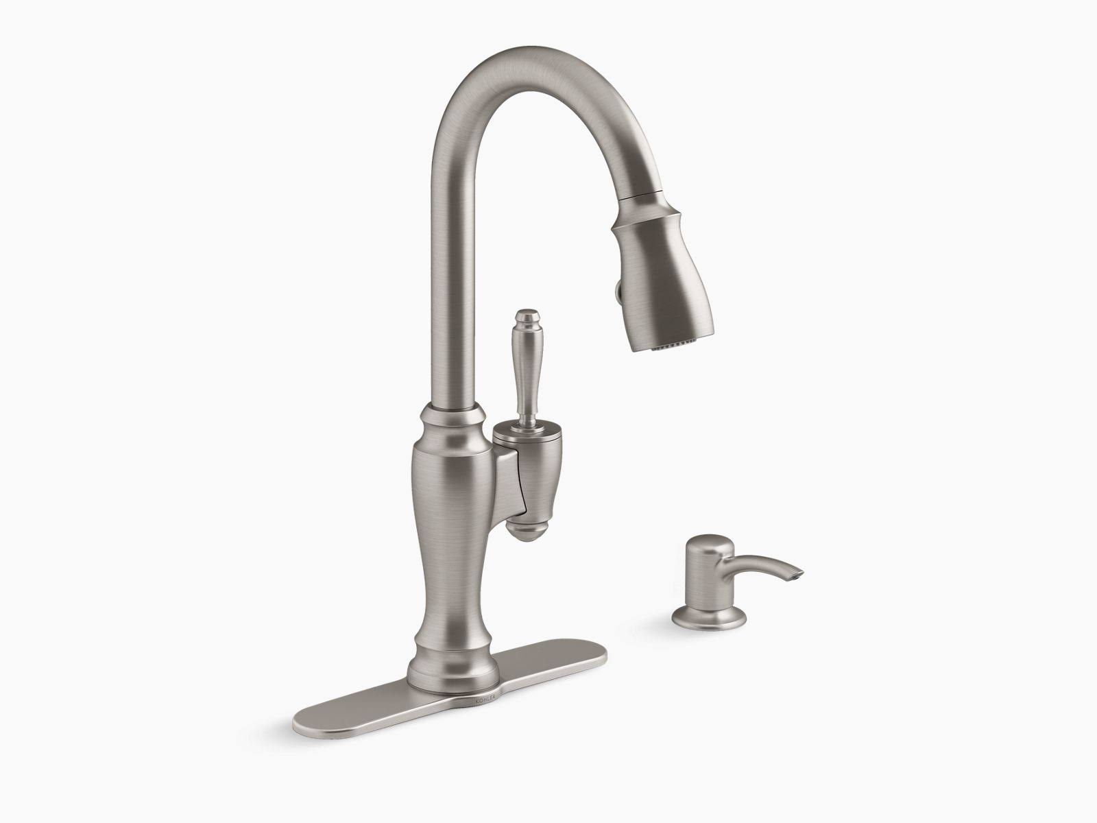 Kohler Arsdale Single-Handle Pull-Down Sprayer Kitchen Faucet with Soap/Lotion Dispenser in Vibrant Stainless