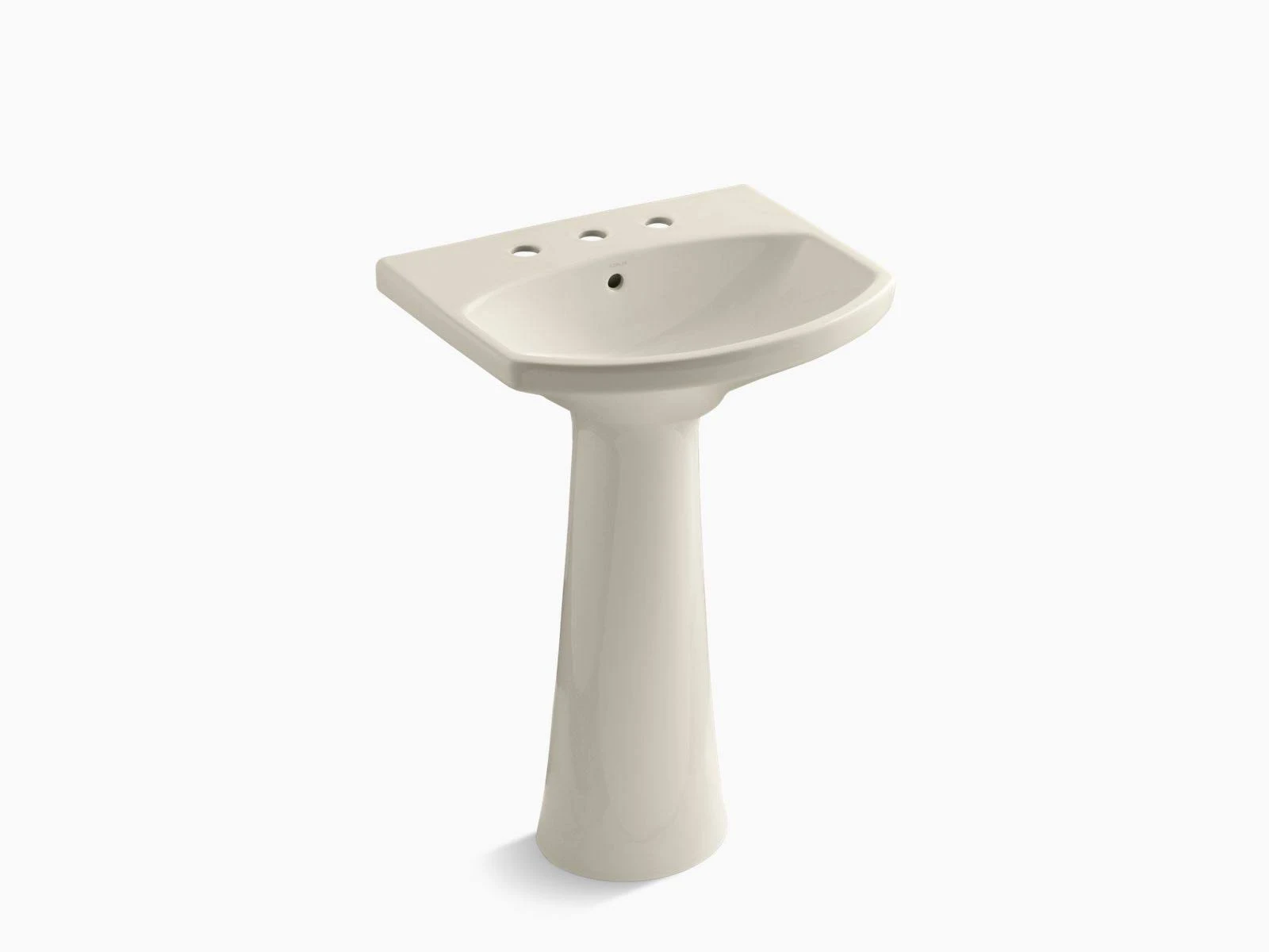 KOHLER K-2362-8-47 Cimarron Pedestal Bathroom Sink with 8 In. Widespread Faucet Holes, Almond