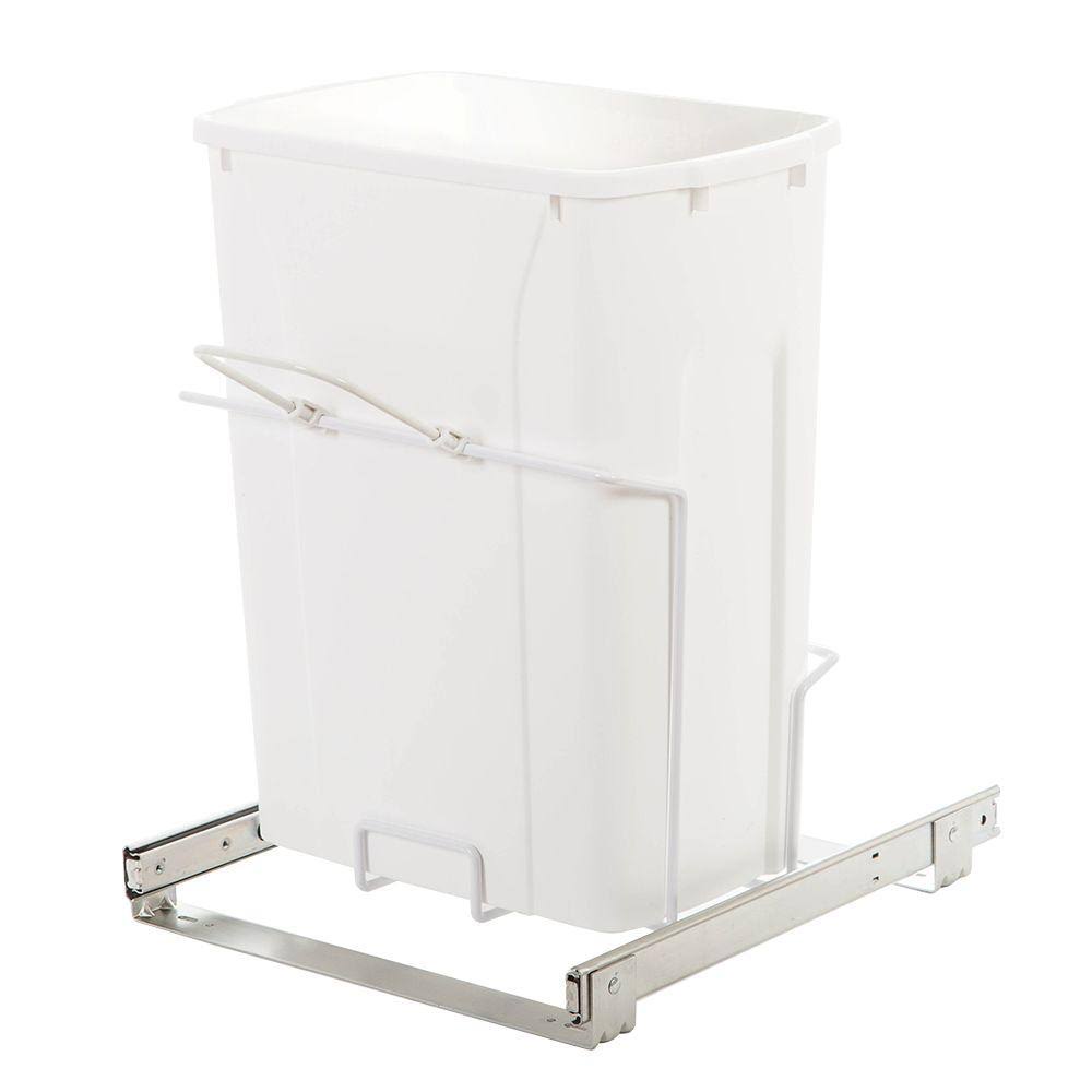 Knape u0026 Vogt 35-Quart Plastic Pull Out Trash Can Sbm15-1-35Wh