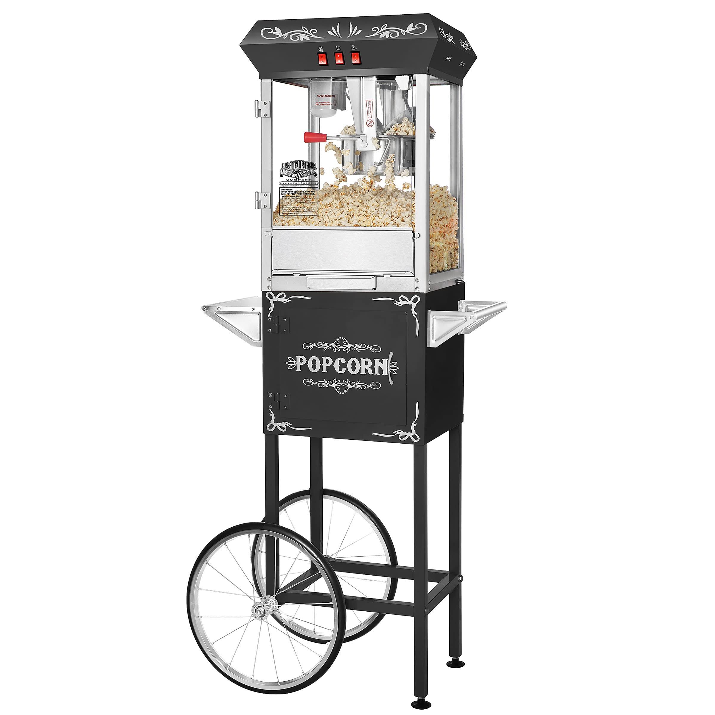 Great Northern Foundation 8 oz Popcorn Machine/Cart Black