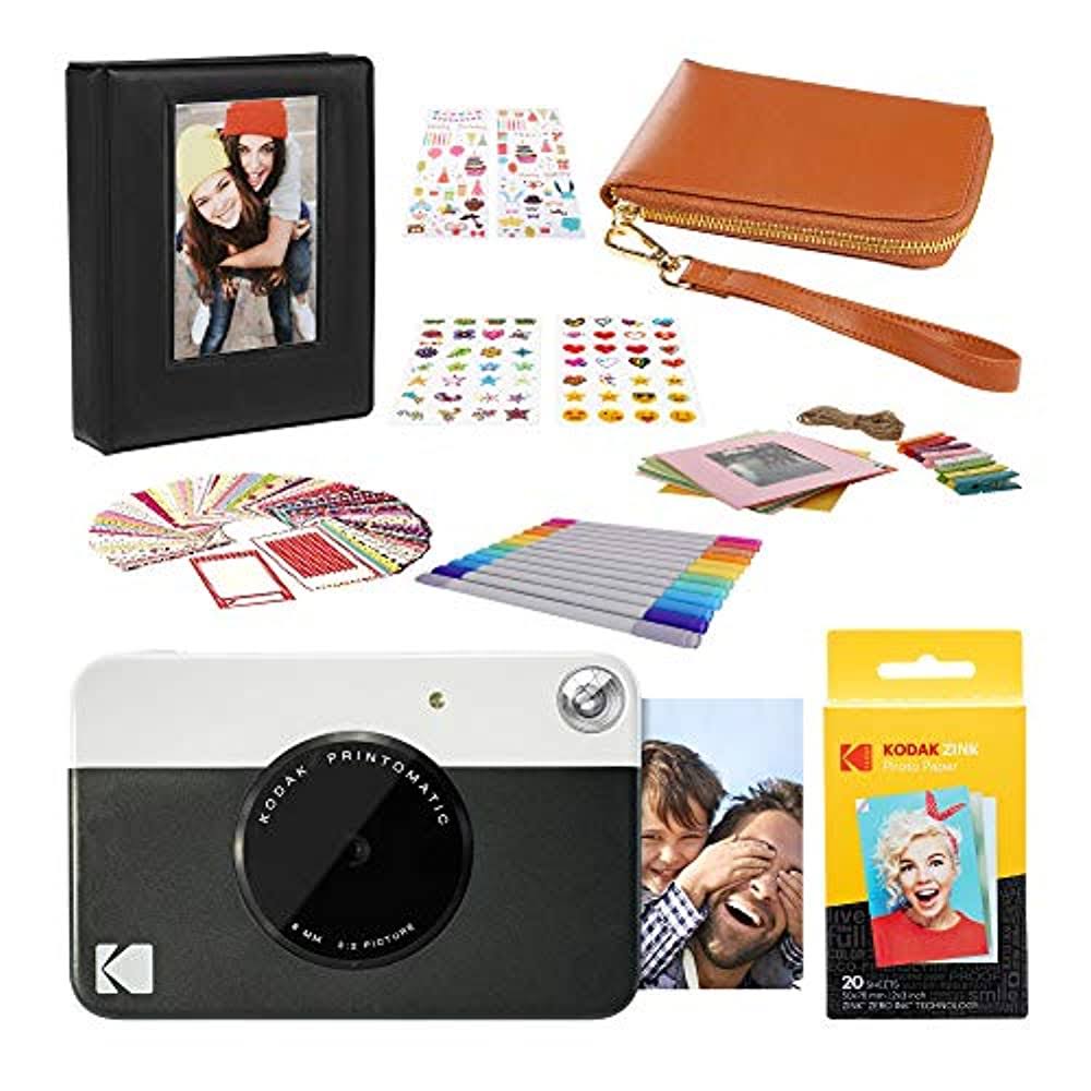 Kodak Printomatic Instant Print Camera (Black) 2x3 Photo Album Kit