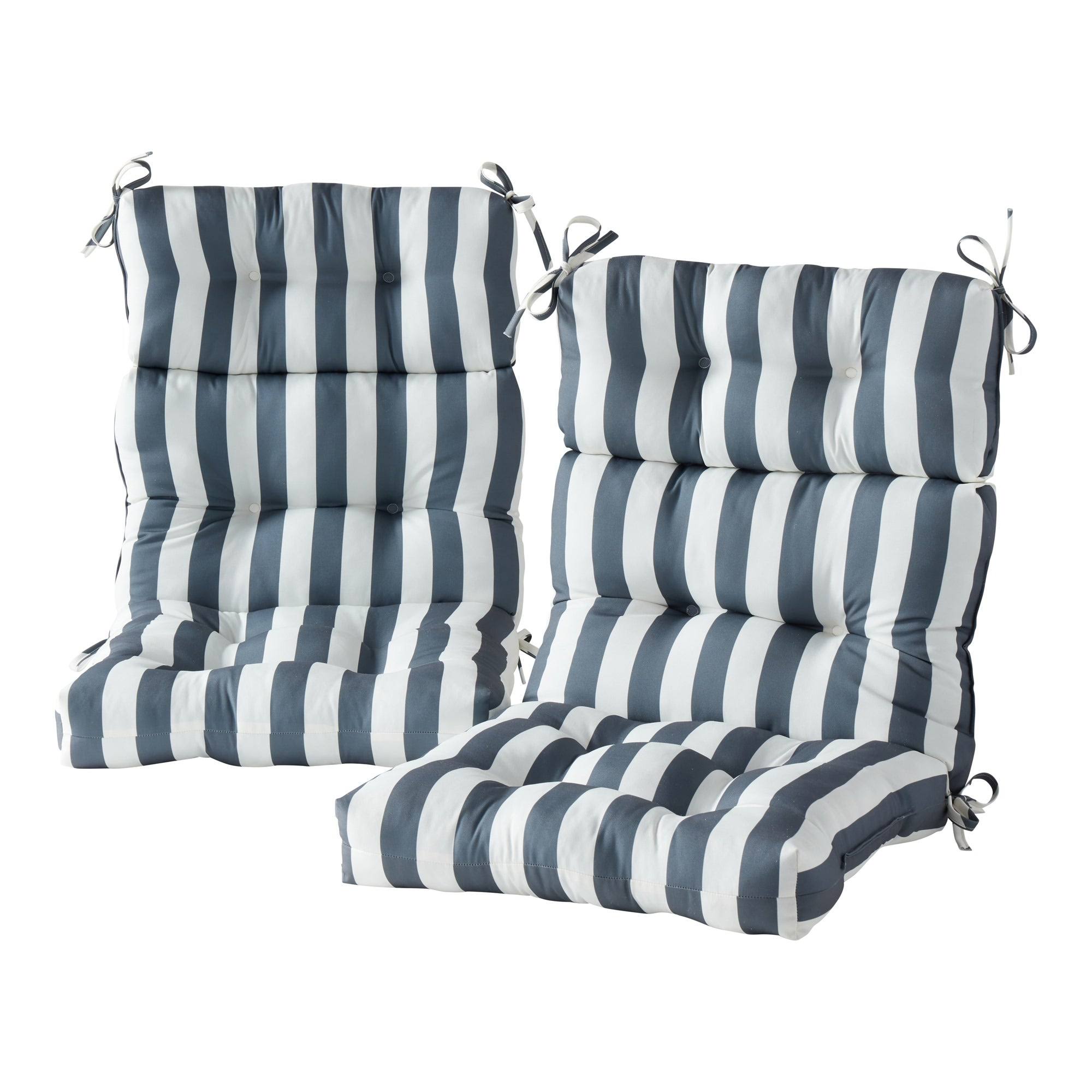 Greendale Home Fashions Canopy Stripe Gray 44 x 22 in. Outdoor High Back Chair Cushion (2-Pack)
