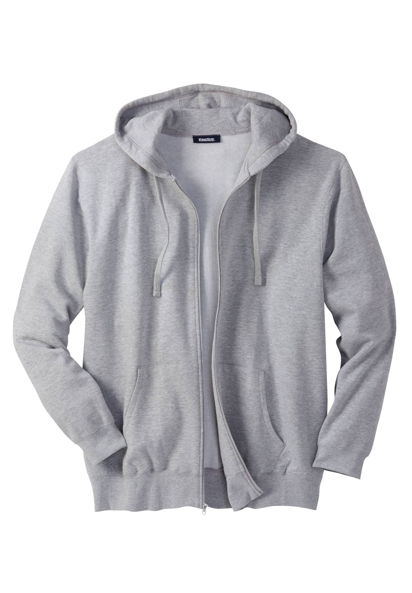 Men&s Big u0026 Tall Fleece Zip-Front Hoodie by KingSize in Heather Grey (Size 3XL)