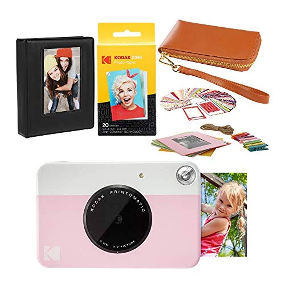 Kodak Printomatic Instant Print Camera (Pink) Travel Case Bundle