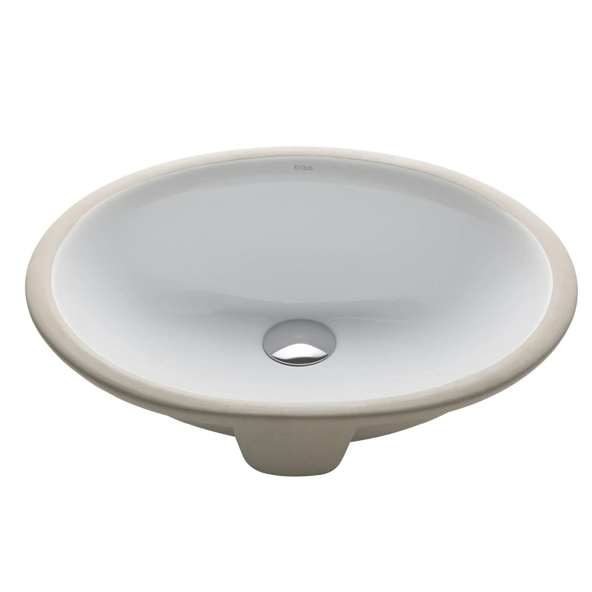Kraus KCU-211 Elavo White Ceramic Small Oval Undermount Bathroom Sink with Overflow