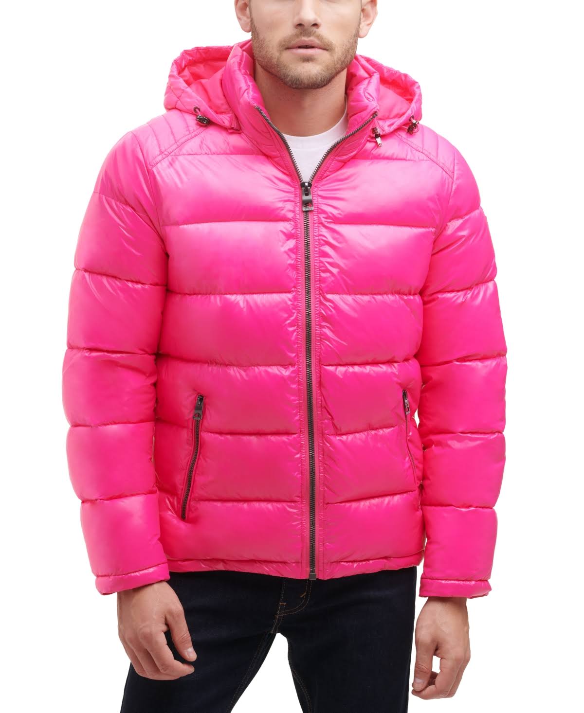 Guess Puffer Shine Jacket in Pink Size Medium | Jimmy Jazz