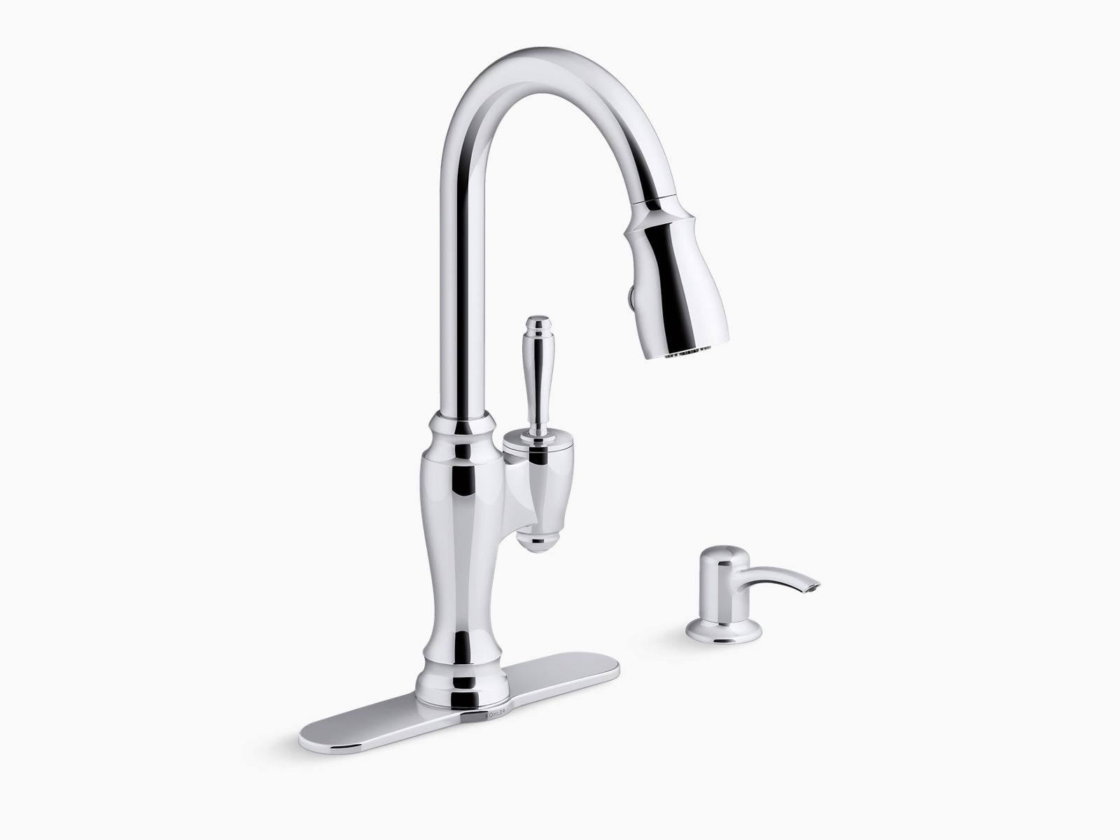 Kohler R22970-SD-CP Arsdale Pull-Down Kitchen Faucet with Soap/Lotion Dispenser - Polished Chrome