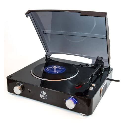 GPO Stylo 3 Speed Stand Alone Turntable with Built in Speakers - Black