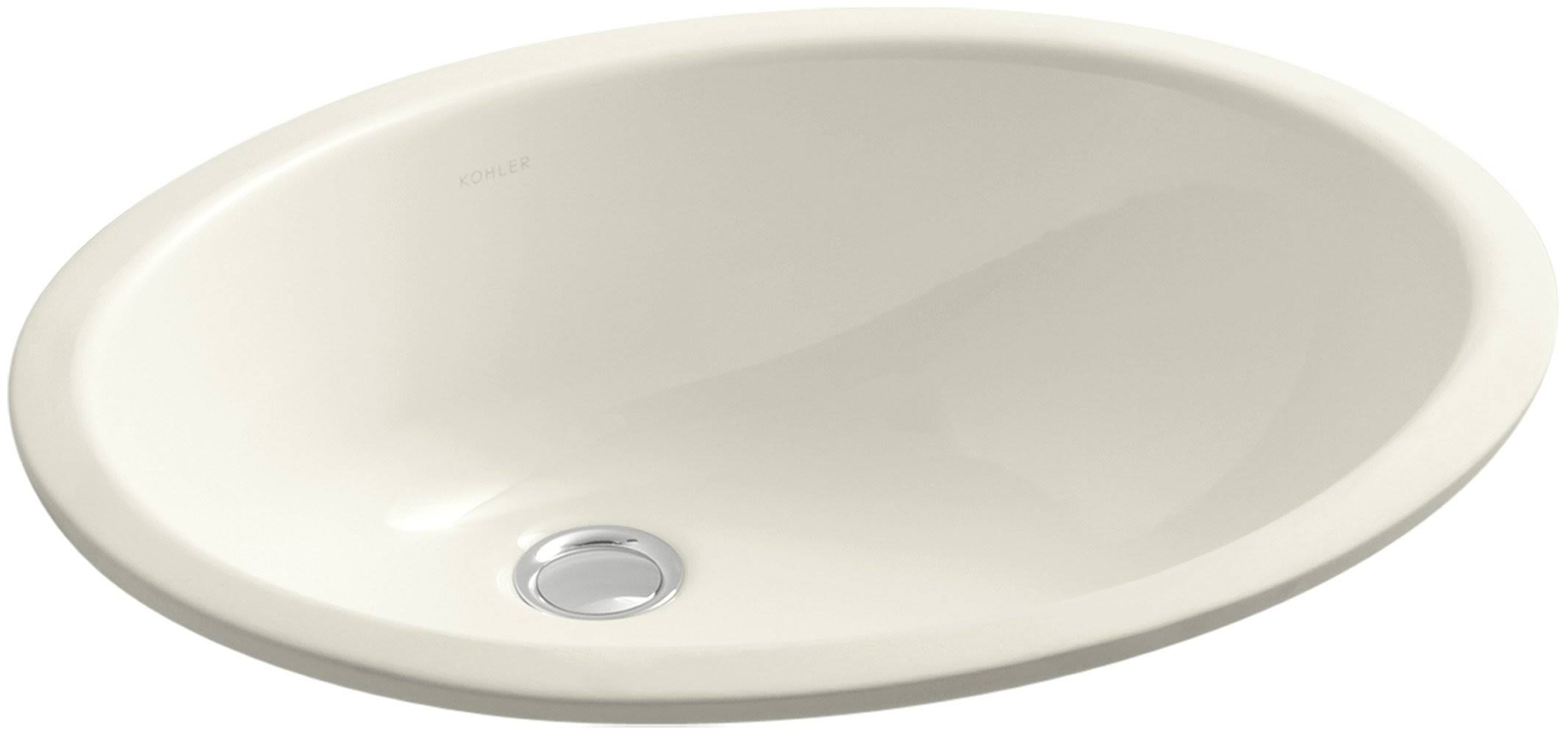 KOHLER K-2210-96 Caxton Oval 17x22 X 14x22 Under-Mount Bathroom Sink with Overflow and Clamp Assembly - Biscuit