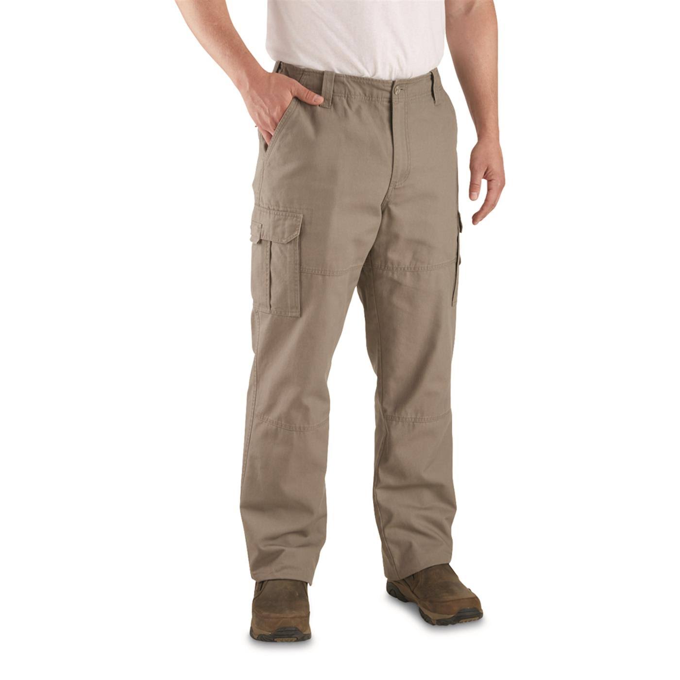 Guide Gear Men&s Flannel-Lined Cotton Cargo Pants, Male, w46 L30, Gunmetal