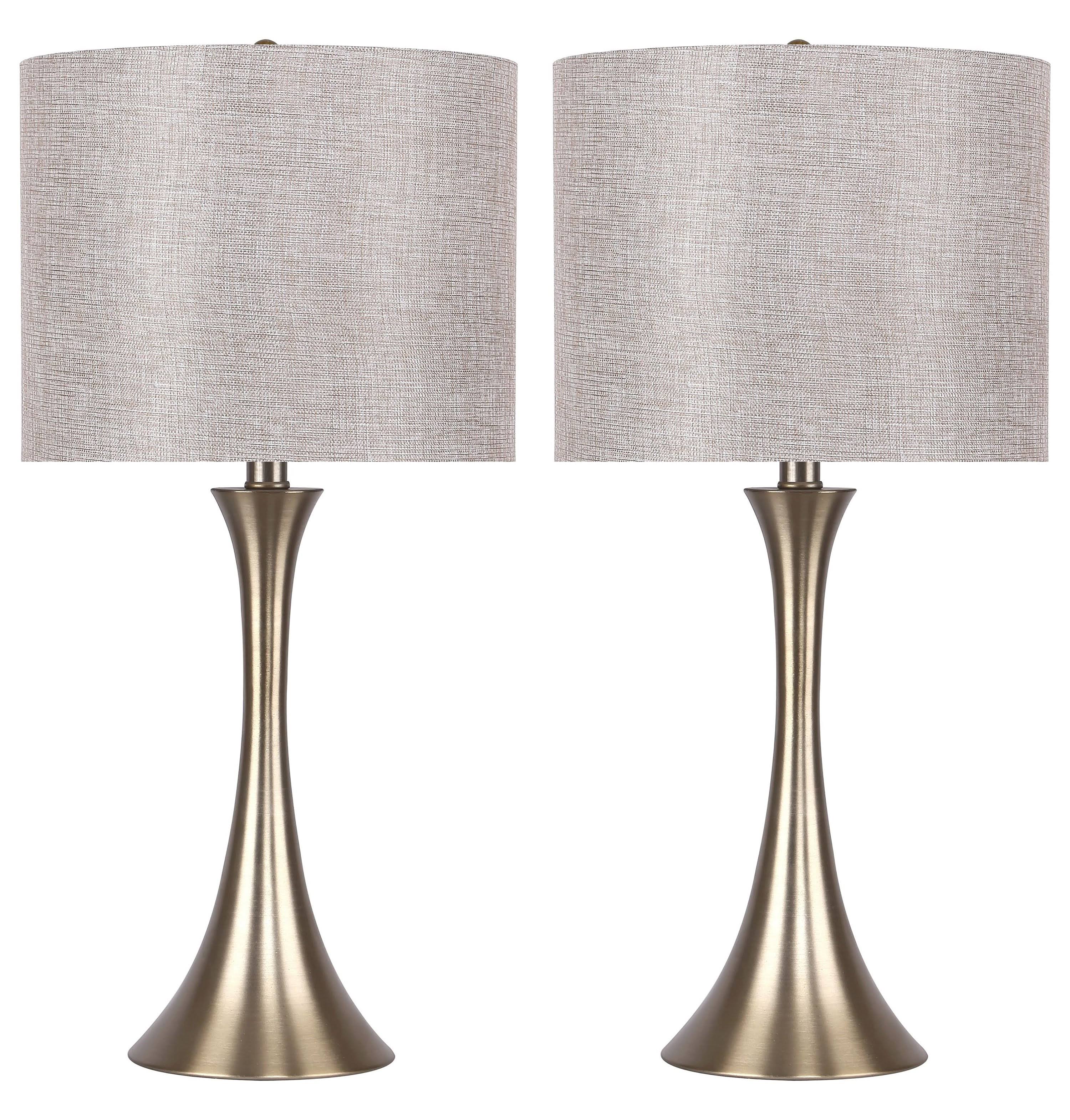 Gold Plated Table Lamps with Sparkly Golden Linen Shades 24x22 Set of 2
