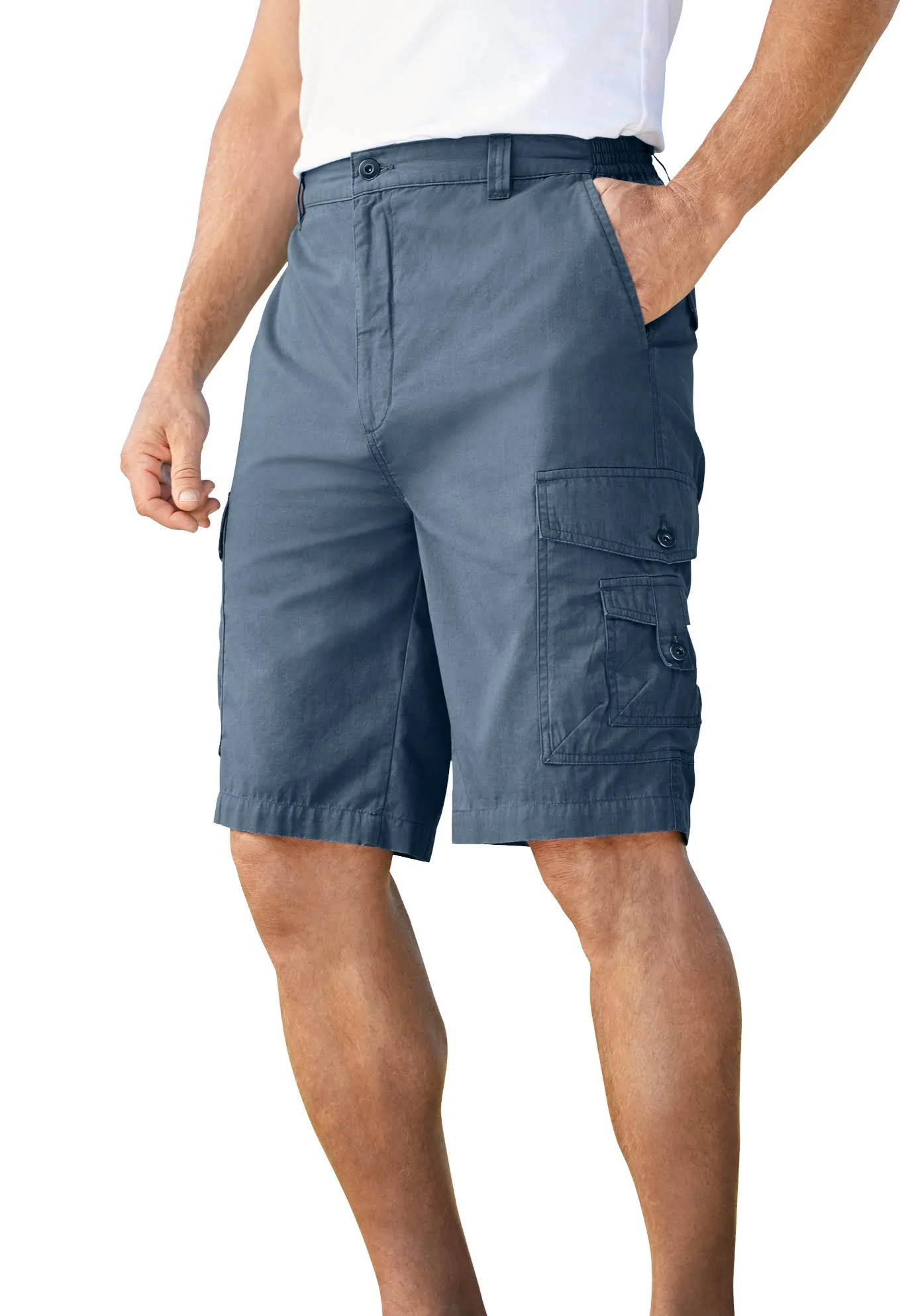 Men&s Big u0026 Tall 10x22 Canyon Cargo Shorts by KingSize in Slate Blue (Size 48)