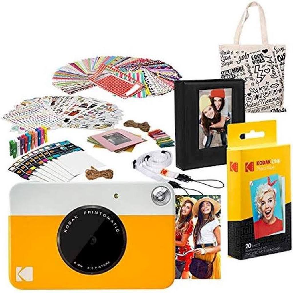 Kodak Printomatic Instant Print Camera (Yellow) Deluxe Bundle