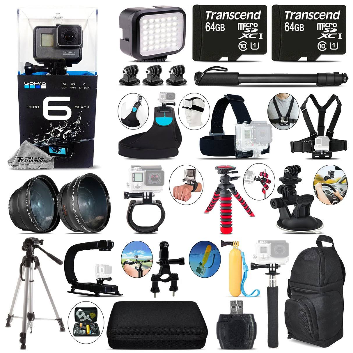 GoPro Hero6 Black 4K Ultra HD Camera + Wide Angle u0026 Telephoto Lens -M