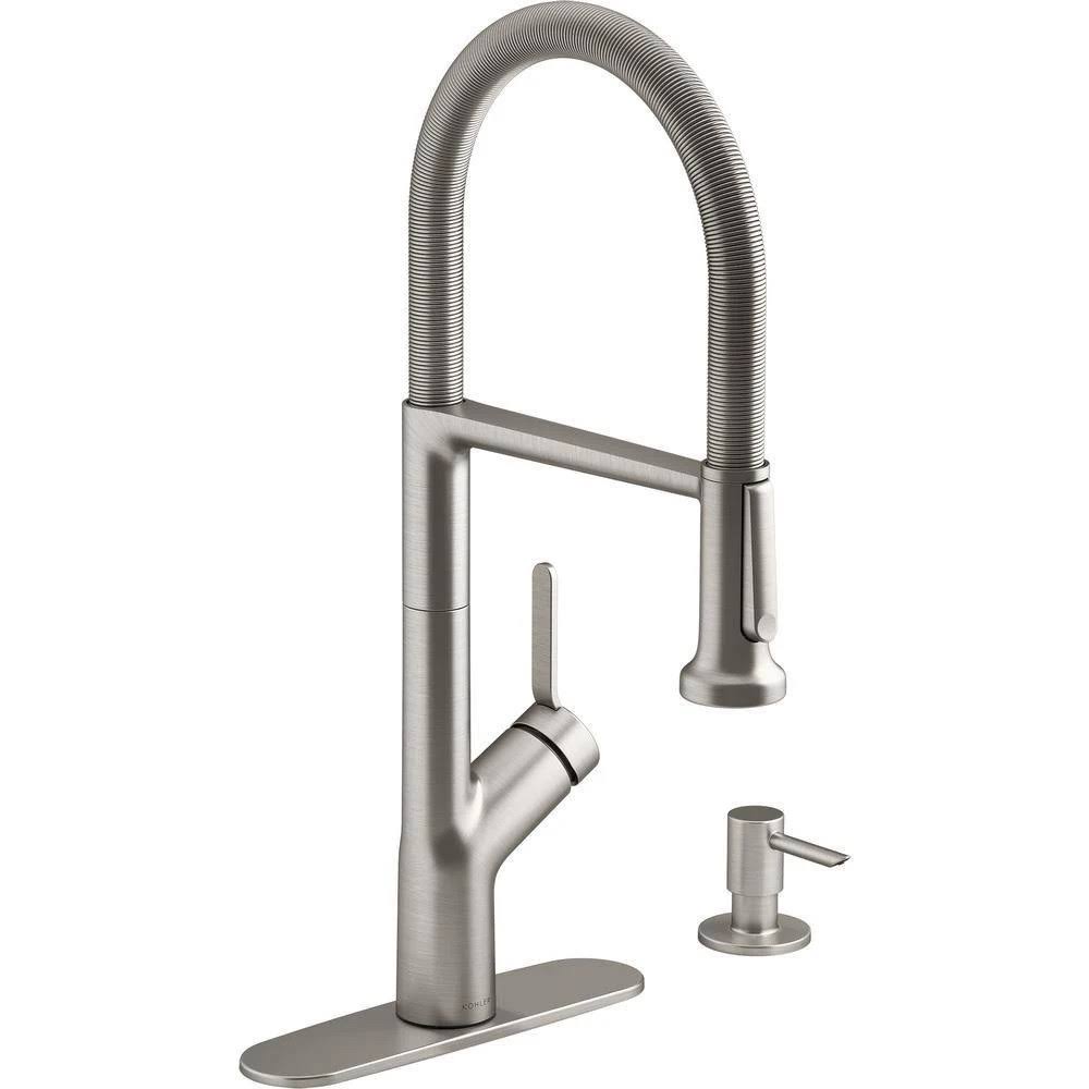 Kohler Setra Single-Handle Semi-Professional Kitchen Sink Faucet with Soap Dispenser in Vibrant Stainless