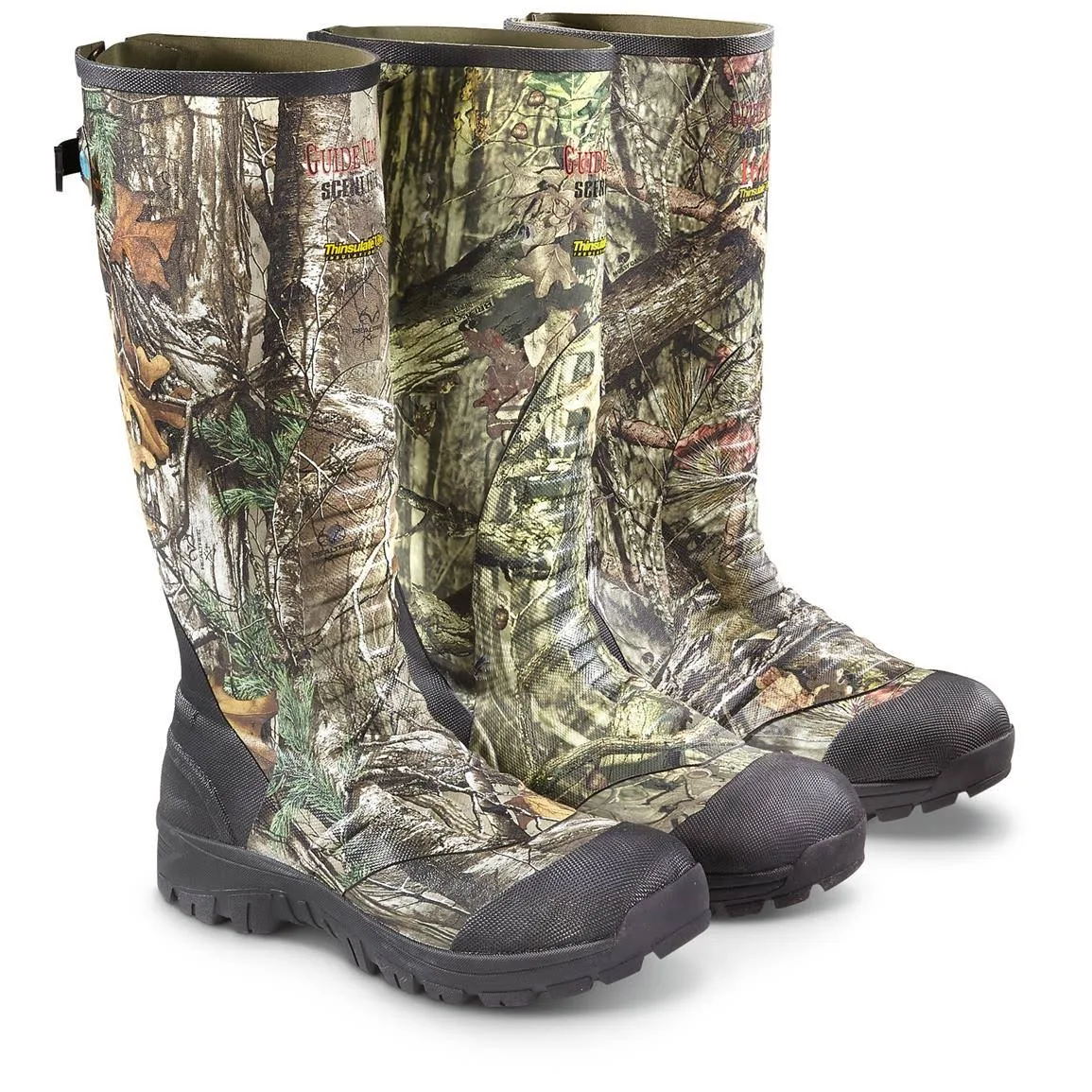 Rubber Hunting Boots: Guide Gear Ankle Fit Insulated Boots 1600 Gram, 12D, Mossy Oak Break-Up Country, Men&s Size 12D
