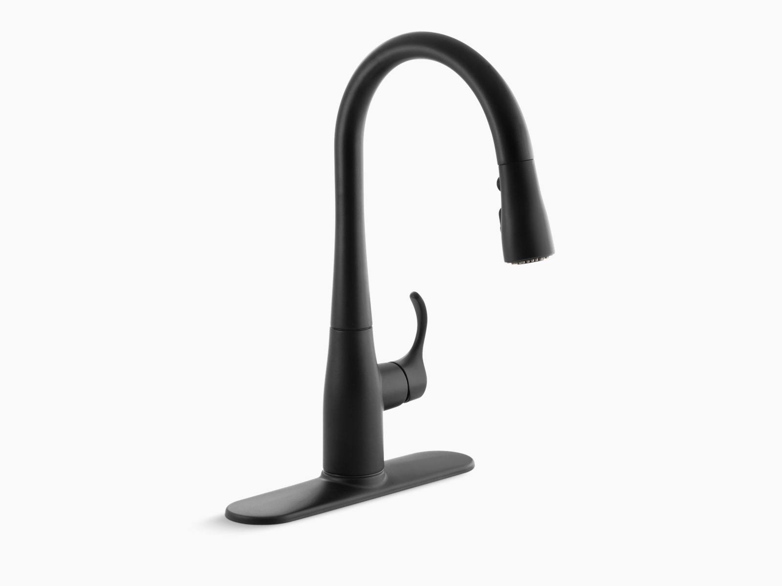 KOHLER K-597-BL Simplice Single-Hole or Three-Hole Kitchen Sink Faucet with 15-3/8x22 Pull-Down Spout, DockNetik Magnetic Dockin