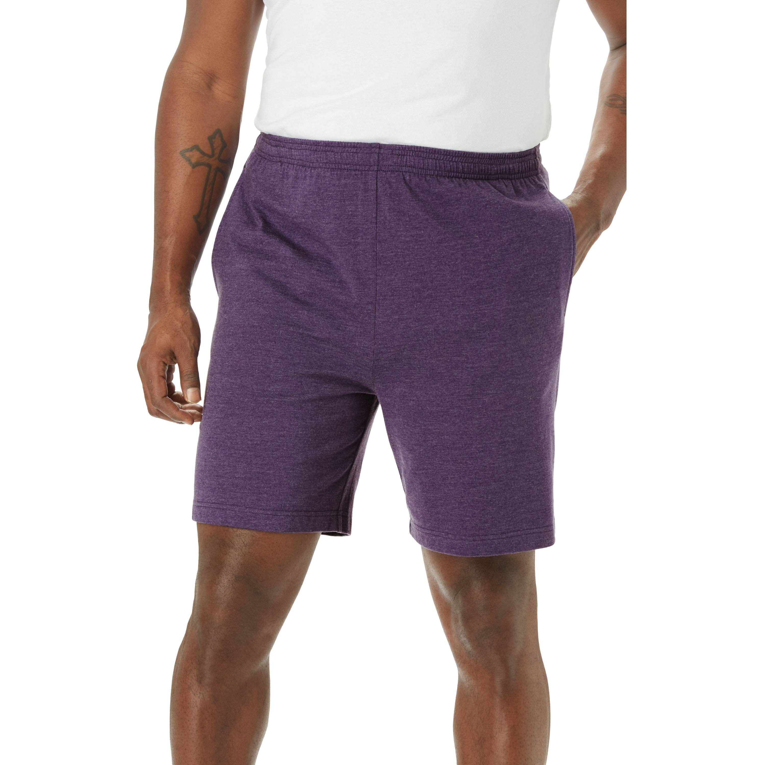 Men&s Big u0026 Tall Lightweight Jersey Shorts by KingSize in Heather Dark Purple (Size L)