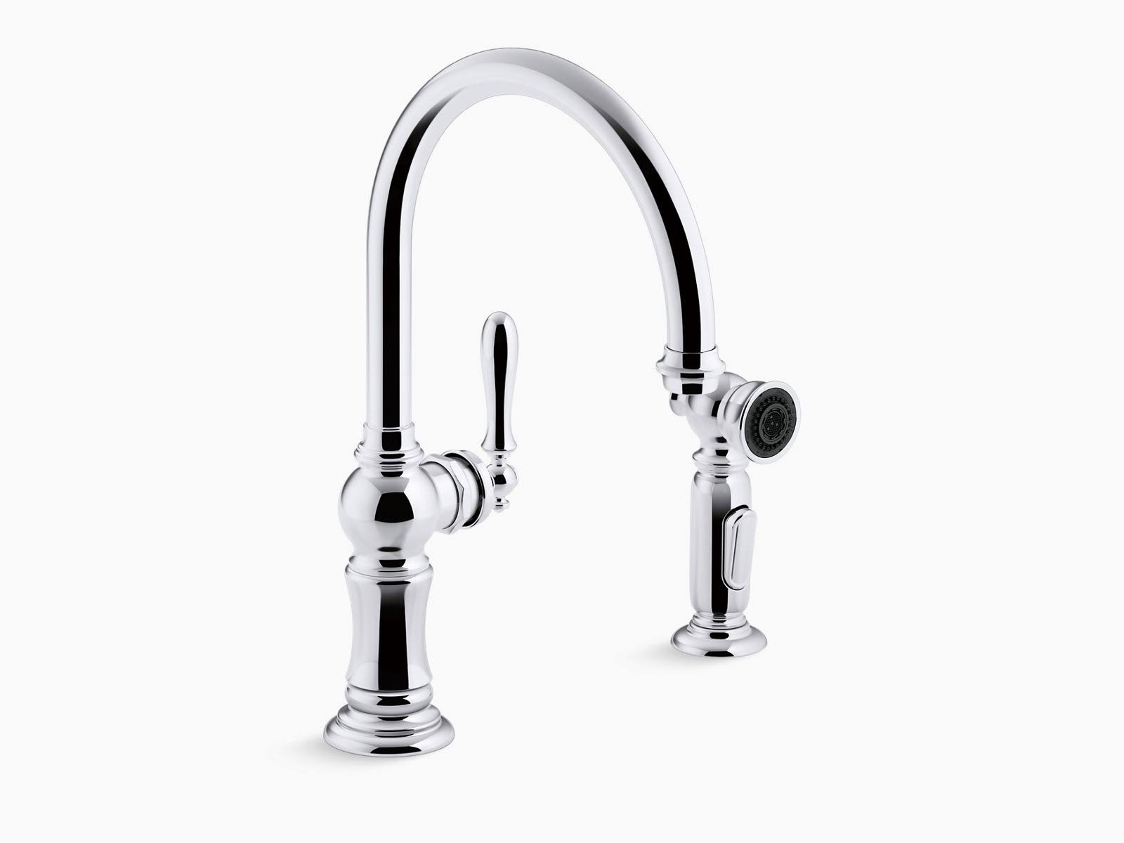 Kohler K-99262-CP Polished Chrome Artifacts 2 Hole Kitchen Sink Faucet and 14-11/16x22 Swing Spout