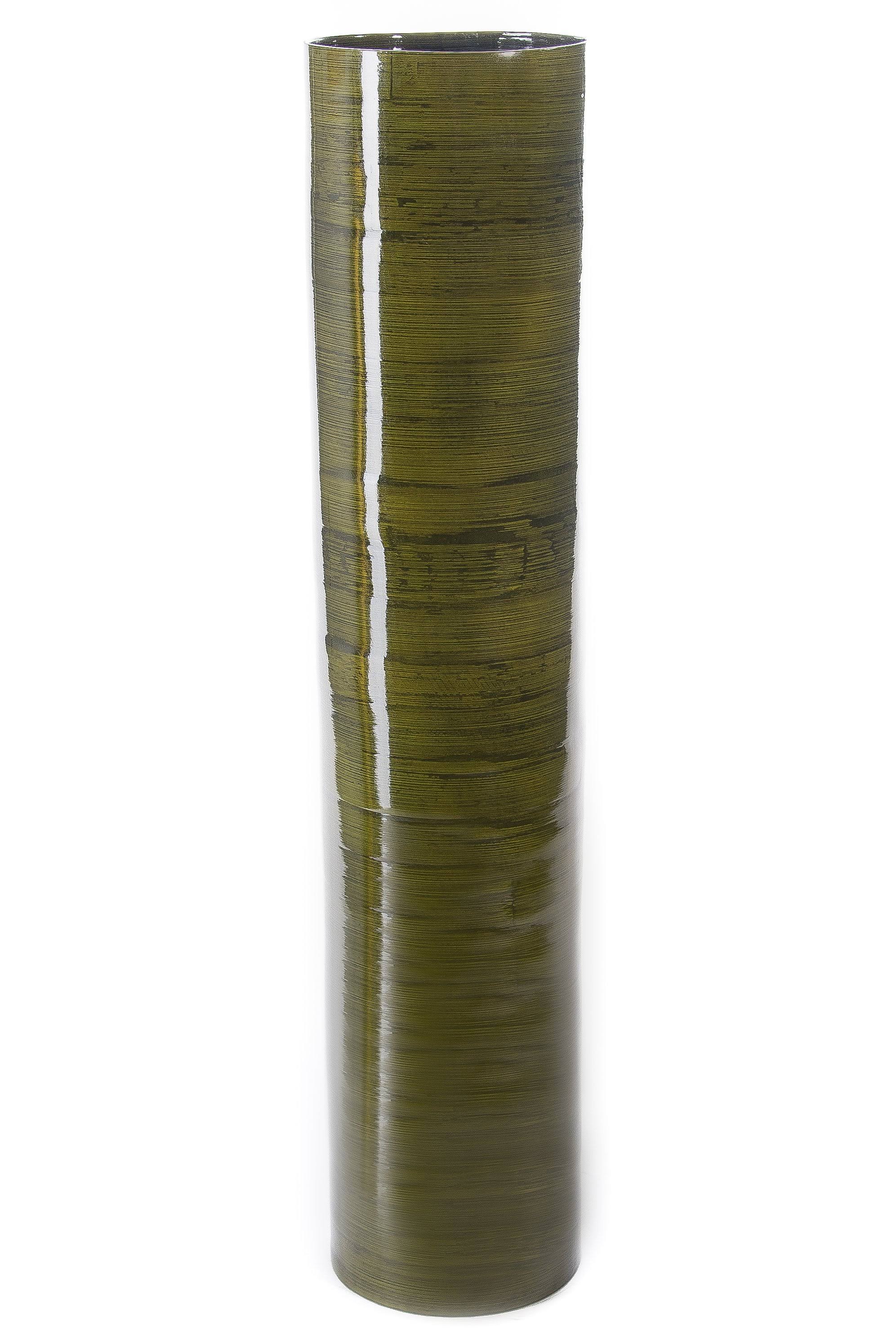 Bamboo Cylinder Sage Green Floor Flower Vase