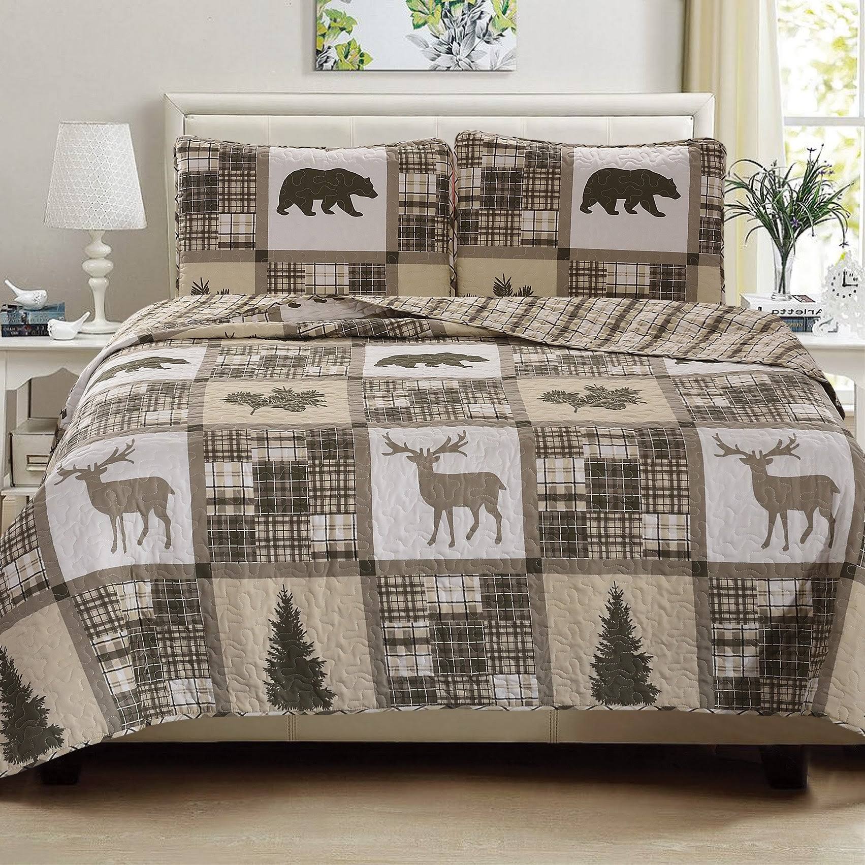 Great Bay Home Lodge Collection 3-Piece Printed Quilt Set with Shams King Other Stonehurst