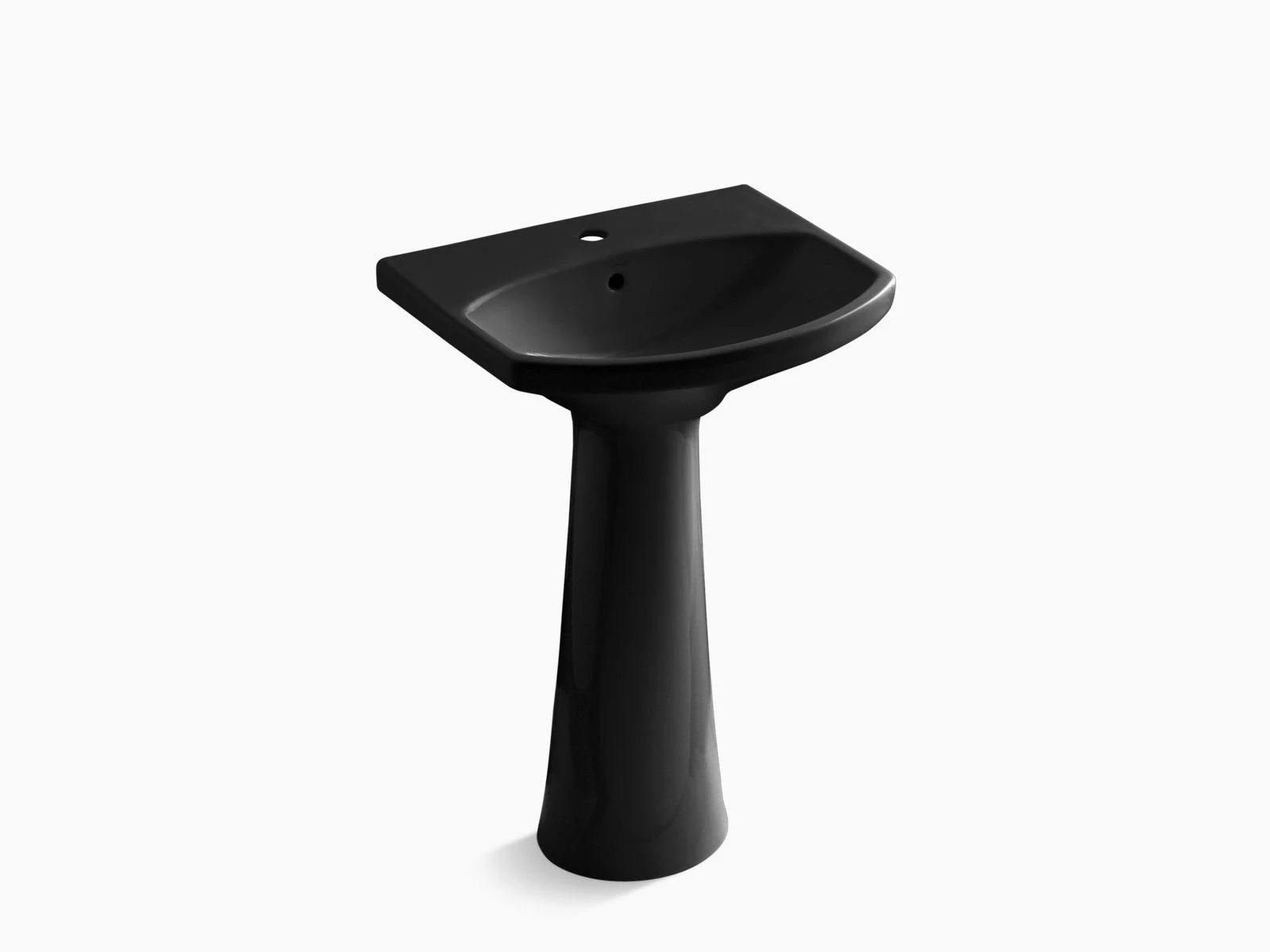Kohler K-2362-1-7 Black Cimarron Pedestal Bathroom Sink with Single Faucet Hole