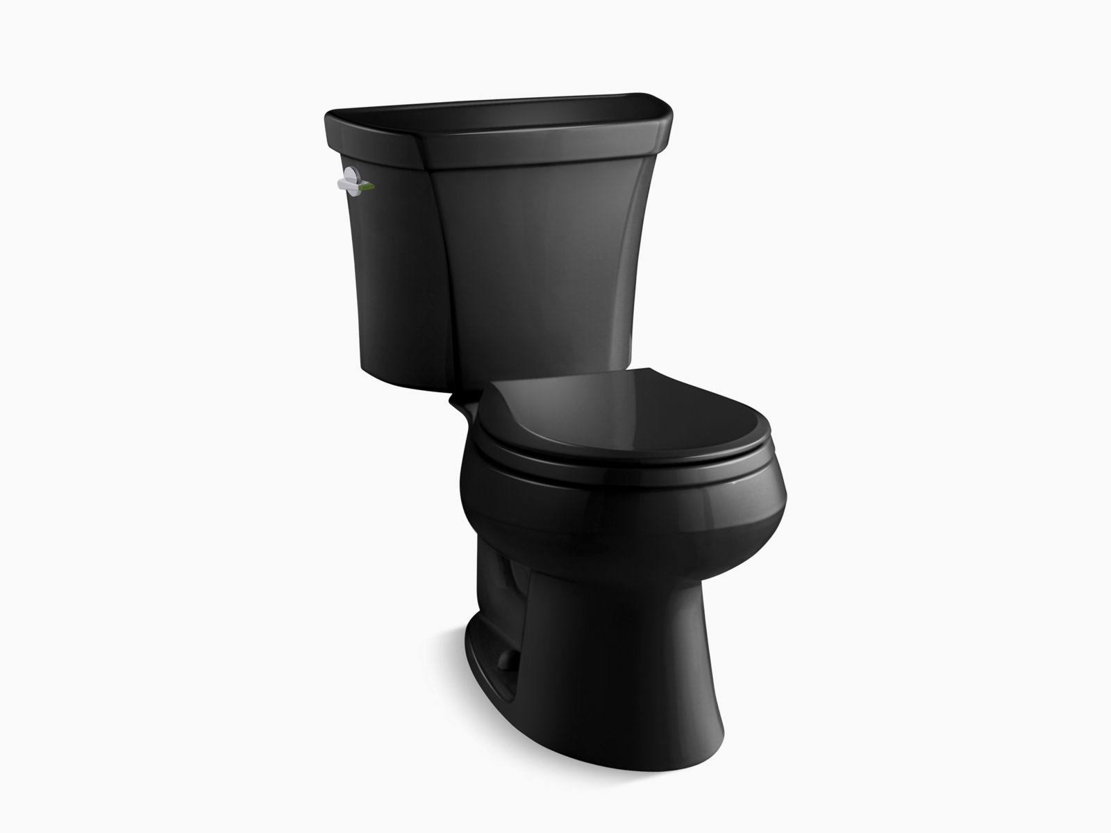 Kohler K-3987 Wellworth Dual Flush Two-Piece Round-Front Toilet with Class Five Black Black