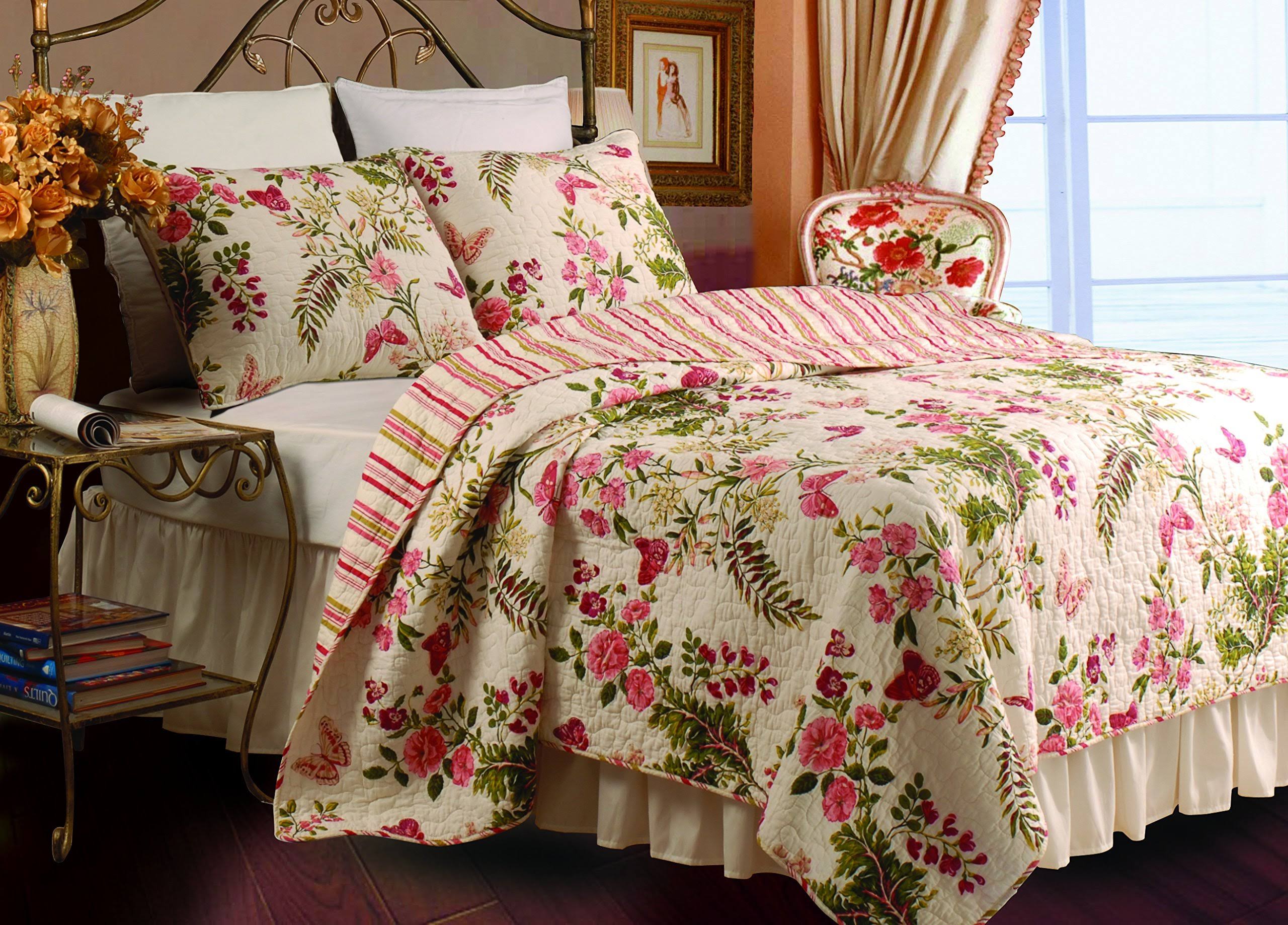 Greenland Home Butterflies Quilt Set Queen Multi